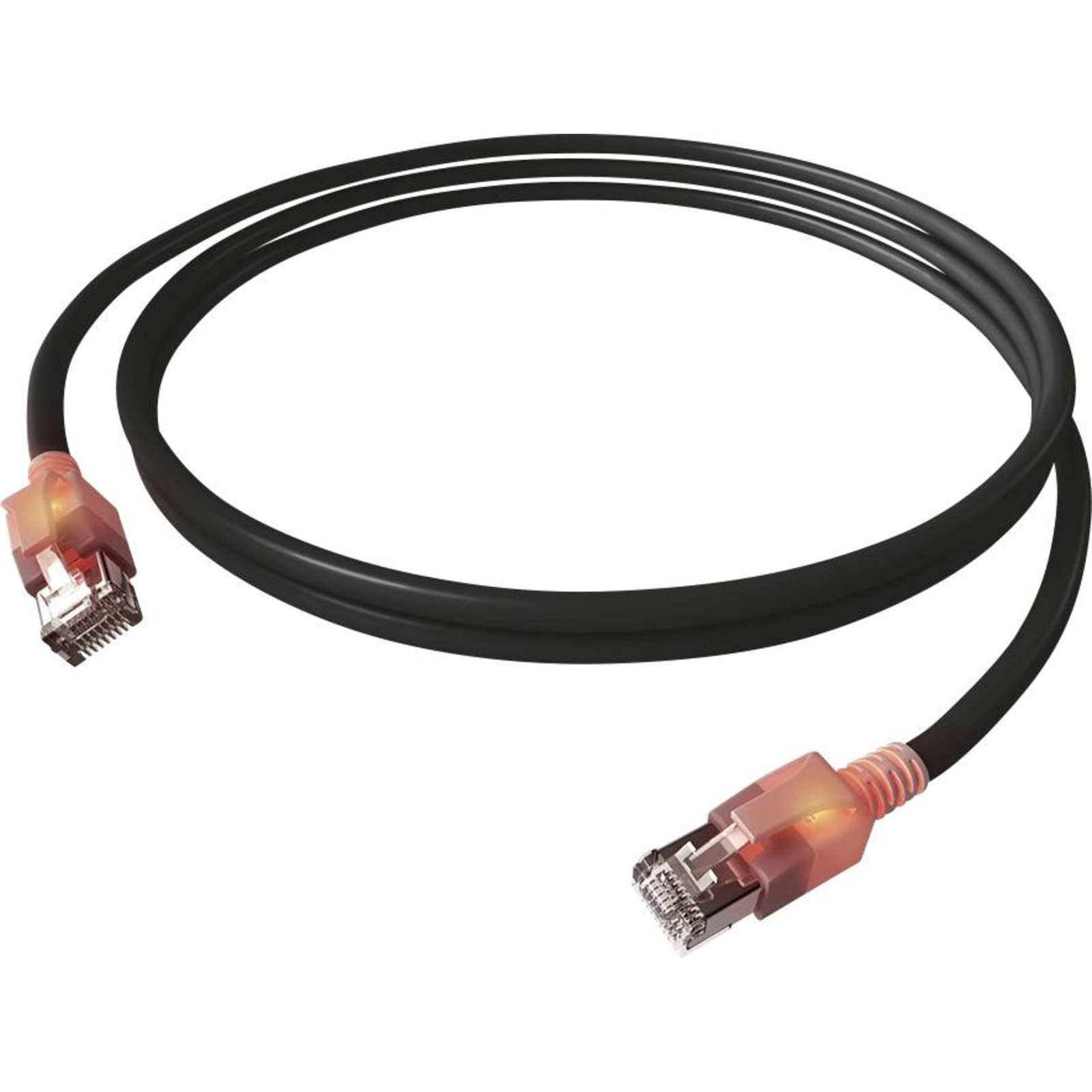EasyLan DualBoot LED Patch Cable RJ45 S/FTP Cat.6A (Class EA) with SaCon Connector LSOH Black 7 M