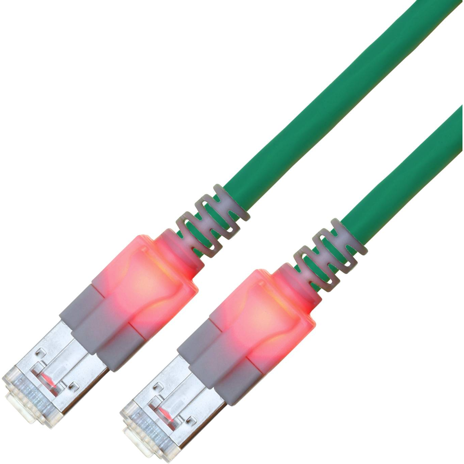 EasyLan DualBoot LED Patch Cable RJ45 S/FTP Cat.6 (Class E) with SaCon Plug LSOH Turquoise 10 M