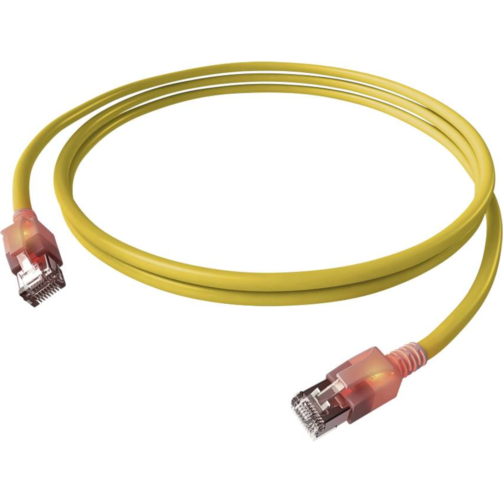 EasyLan DualBoot LED Patch Cable RJ45 S/FTP Cat.6A (Class EA) with SaCon Connector LSOH Yellow 7 M