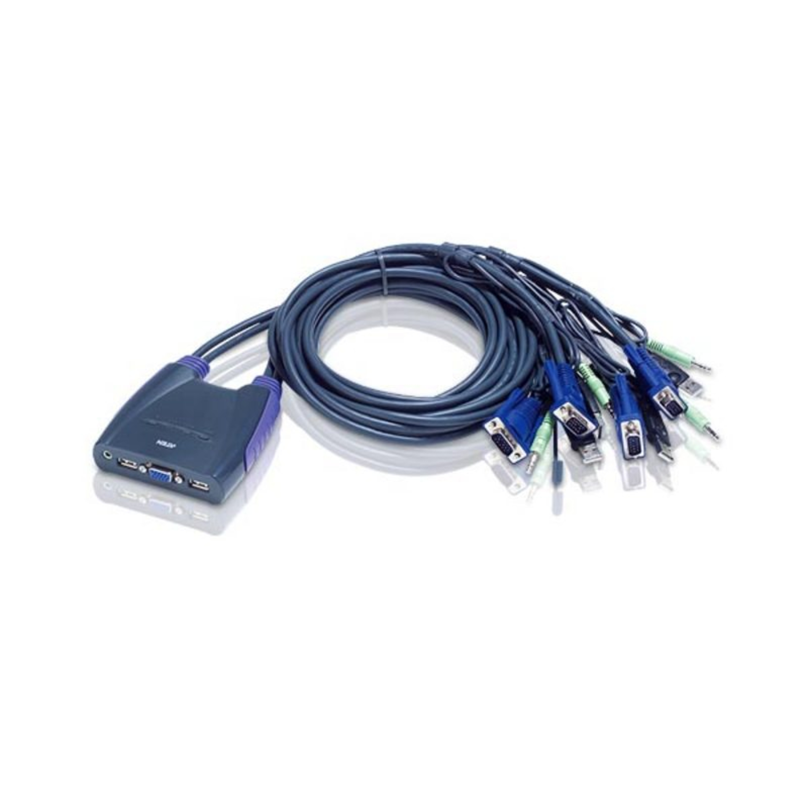 Aten 4-port USB VGA Audio Cable KVM Switch 0.9 M 1.2 M 2048 X 1536 Pixels QXGA 0.9 W Blue