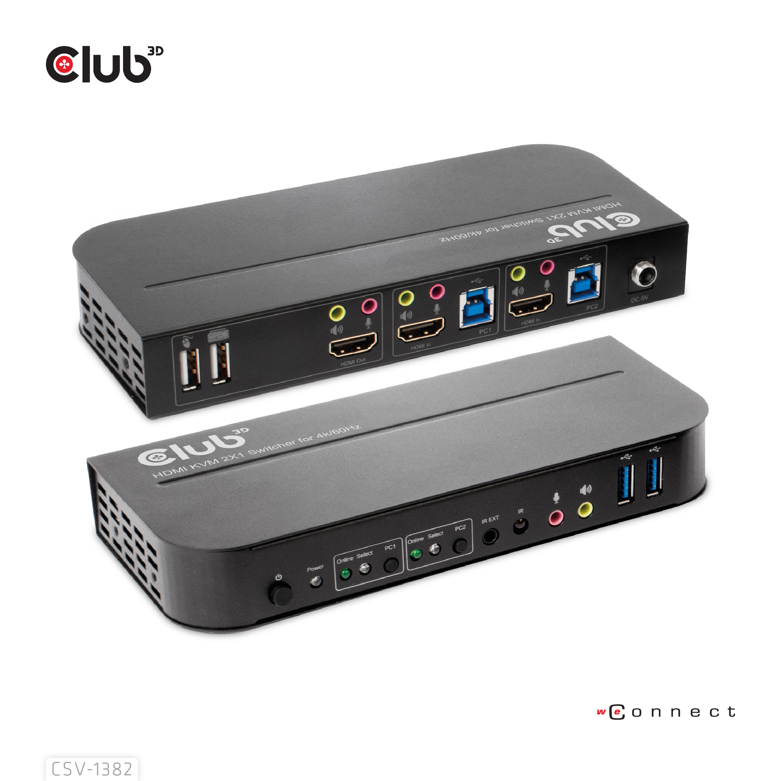 Club 3D KVM Switch 4K60Hz 2x HDMI HDMI 2xUSB Audio