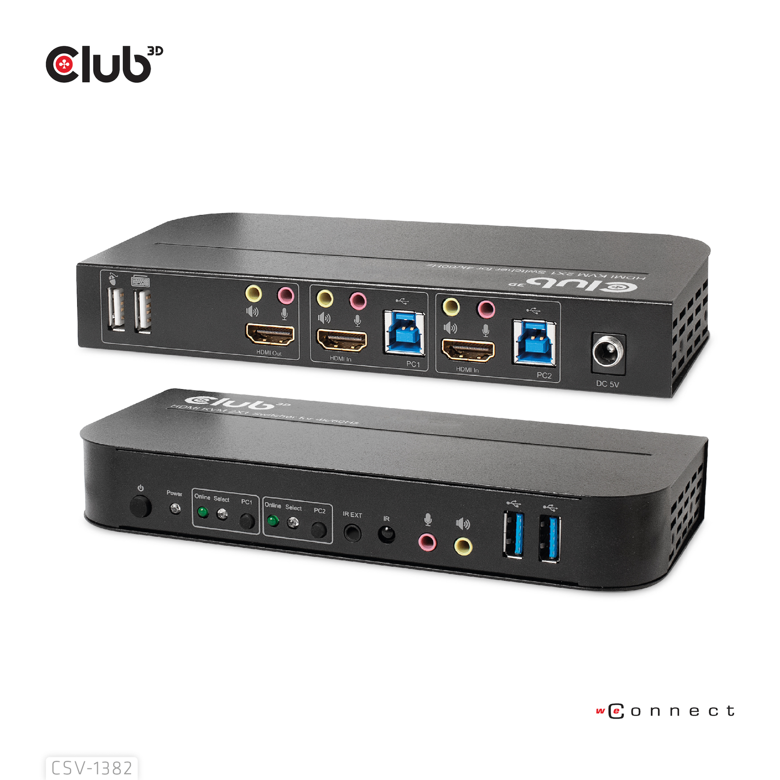 Club 3D KVM Switch 4K60Hz 2x HDMI HDMI 2xUSB Audio