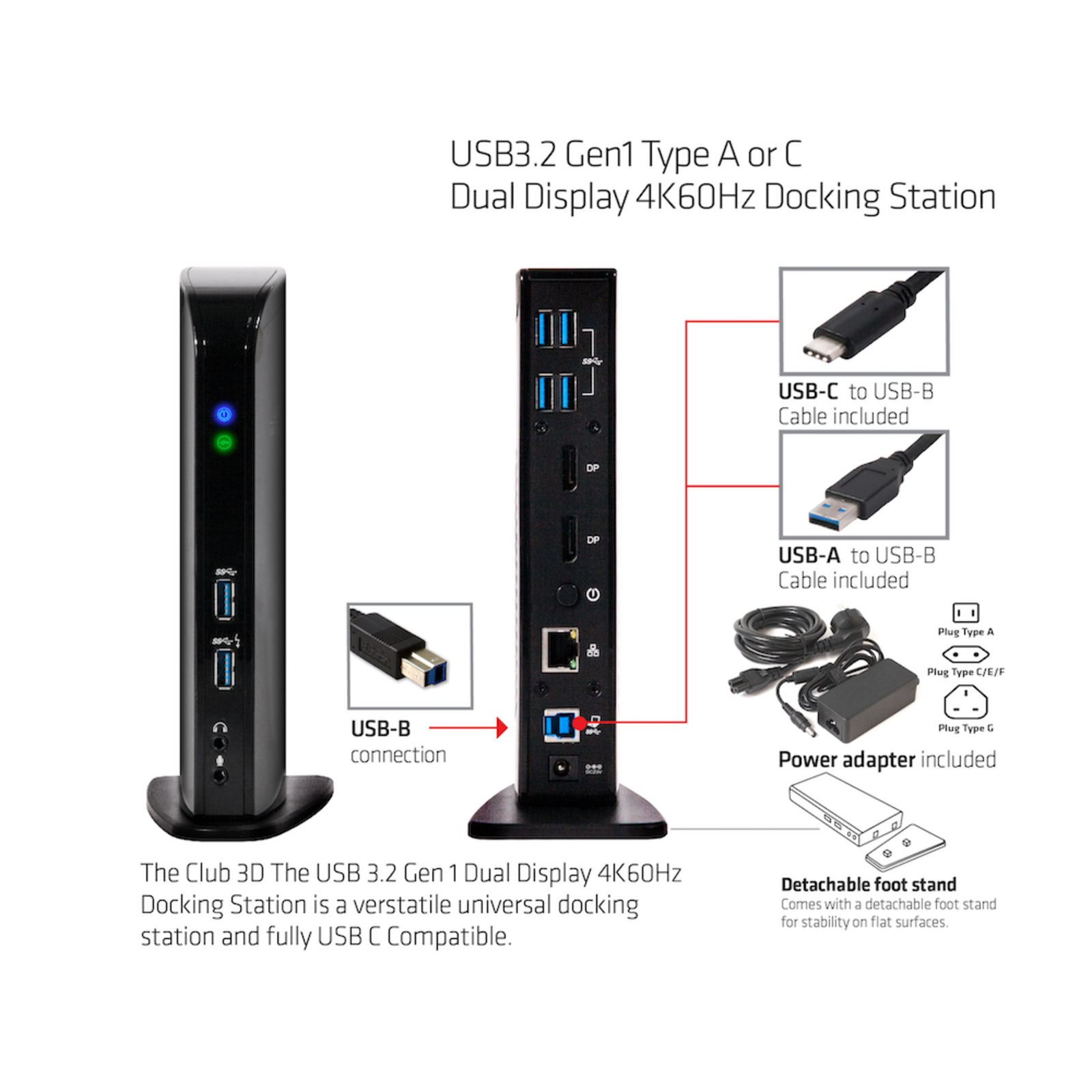 Club 3D USB 3.0 Dual Display 4K60Hz Docking