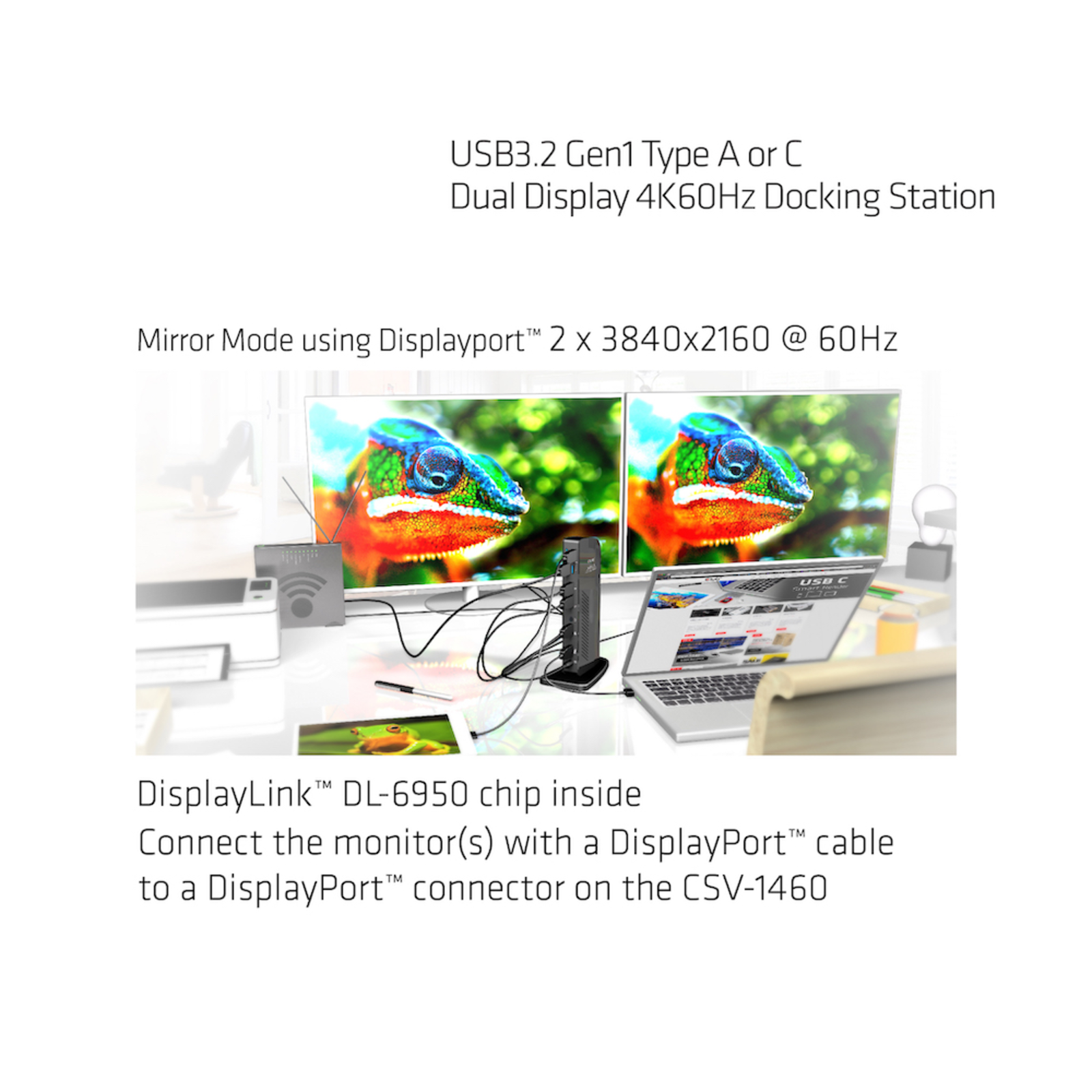 Club 3D USB 3.0 Dual Display 4K60Hz Docking