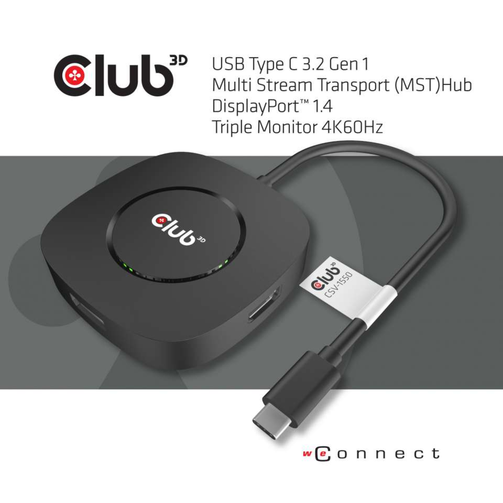 Club 3D MST Hub USB 3.2 Type C 3x DisplayPort 1.4 St Bu