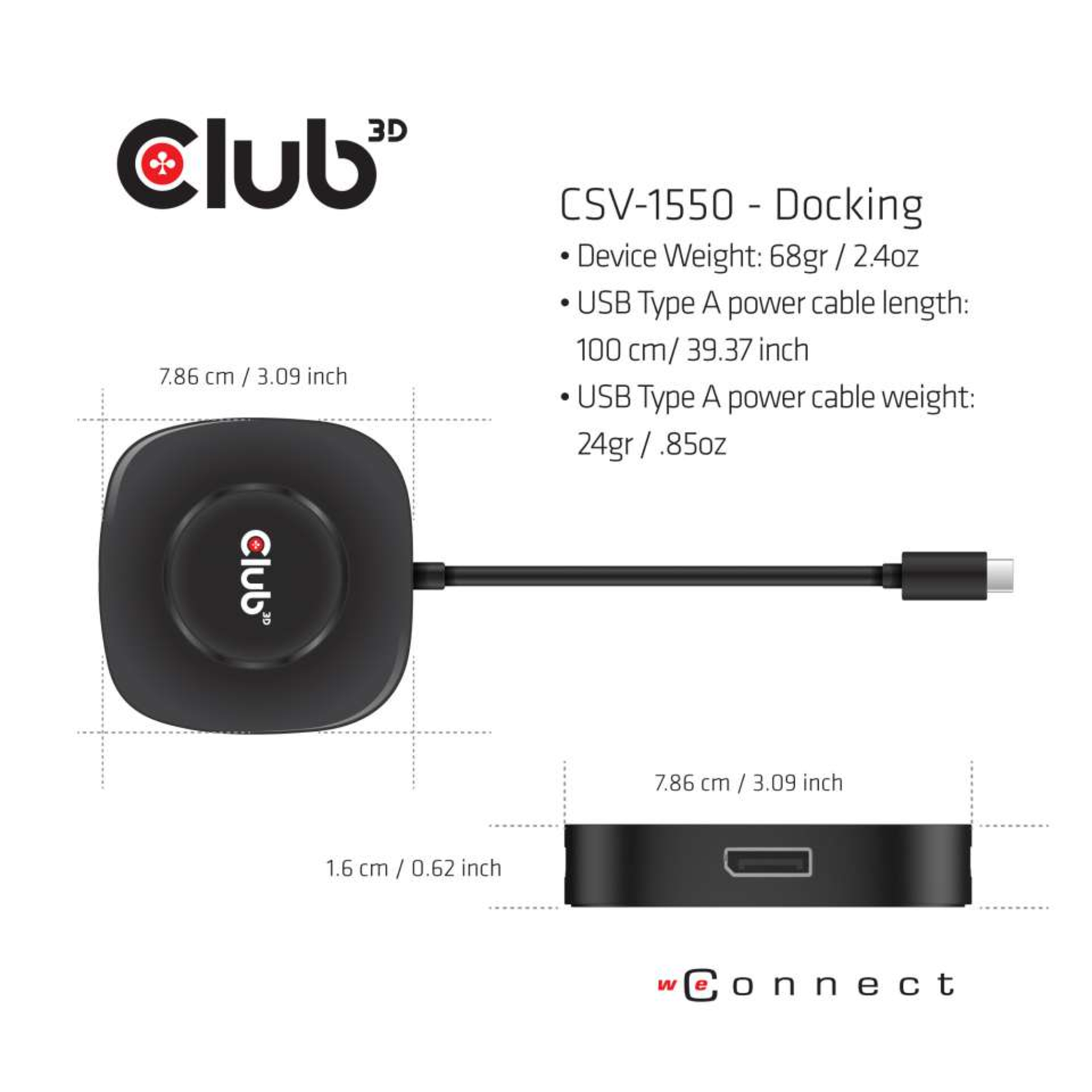 Club 3D MST Hub USB 3.2 Type C 3x DisplayPort 1.4 St Bu