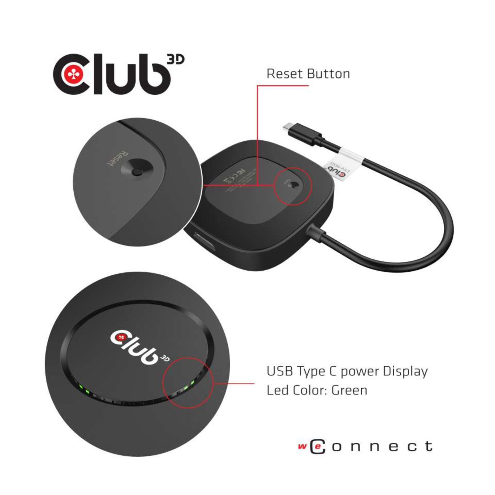 Club 3D MST Hub USB 3.2 Type C 3x DisplayPort 1.4 St Bu