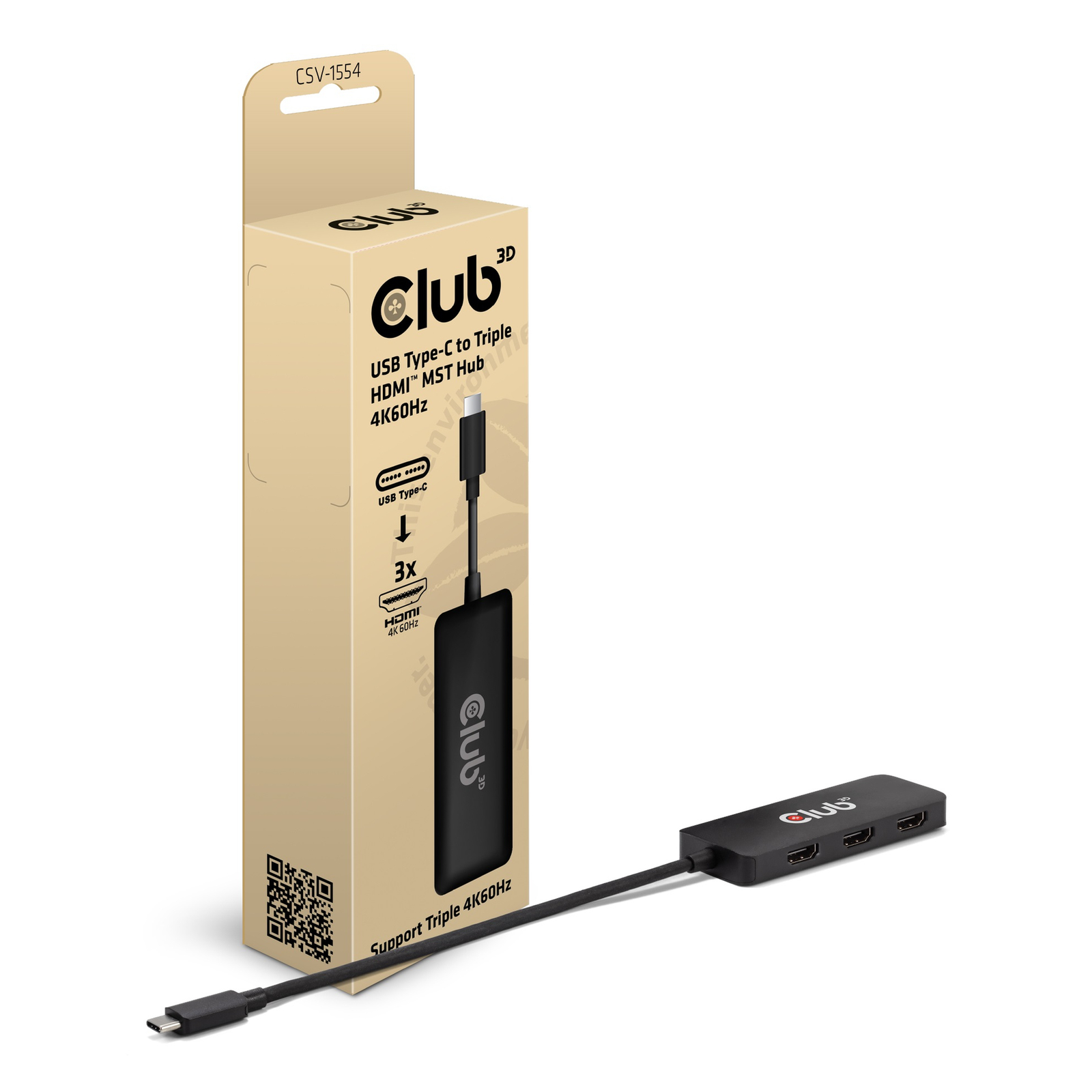 Club 3D Multi Stream Transport Hub USB 3.2 Type C 3x HDMI 4K60Hz