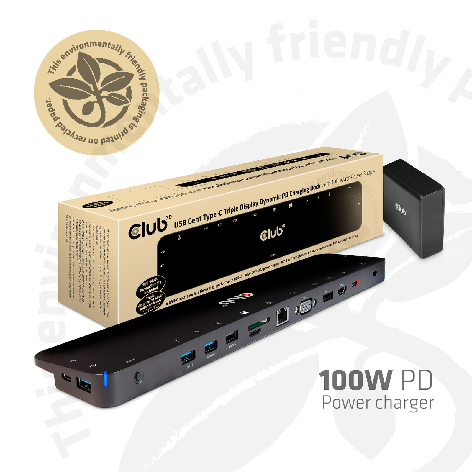 Club 3D Dockingstation USB-C 3.2 Gen 1 VGA HDMI DP