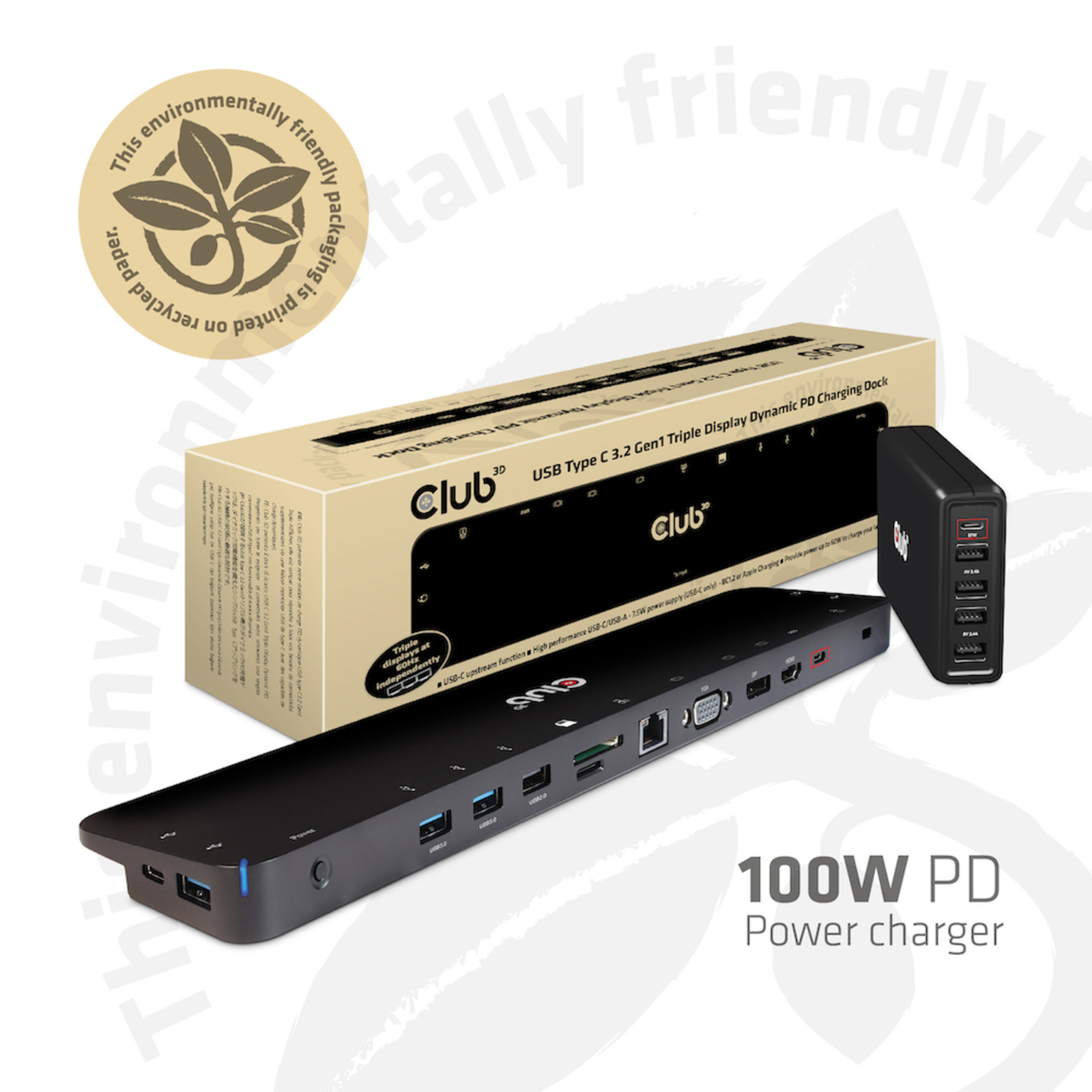 Club 3D Dockingstation USB-C 3.2 Gen 1 VGA HDMI DP
