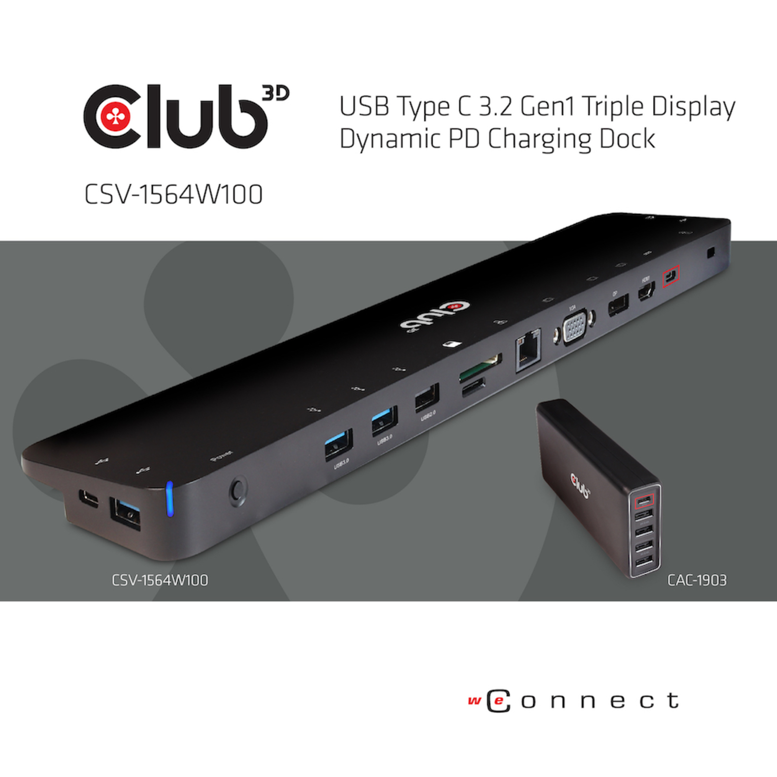 Club 3D Dockingstation USB-C 3.2 Gen 1 VGA HDMI DP