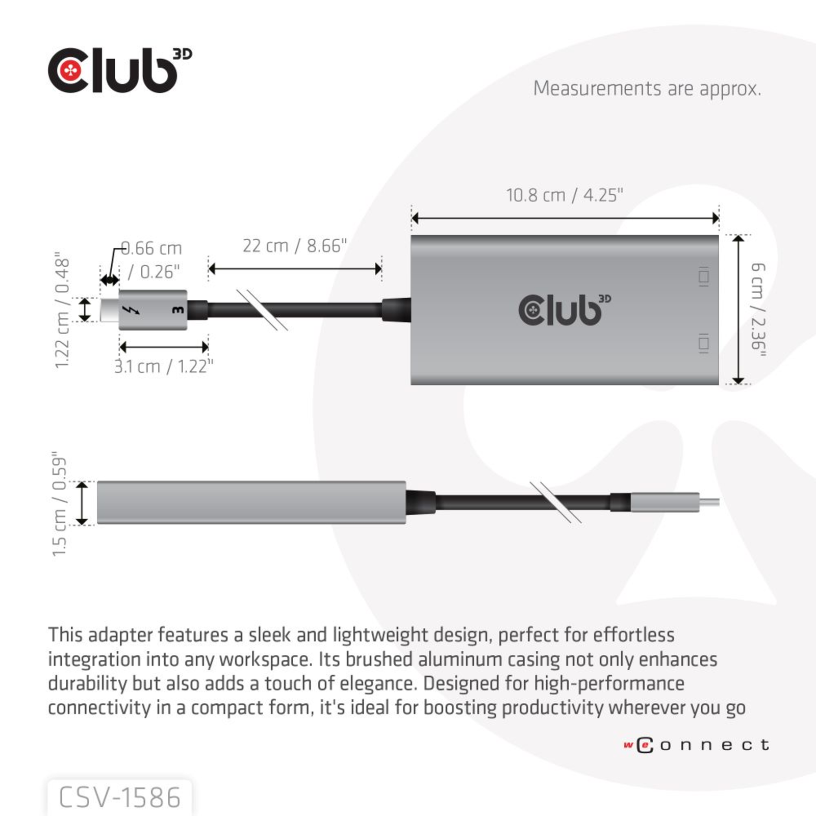 Club 3D Adapter Thunderbolt 3 Displayport 1.2 Club3D Dual Monitor 4K 60Hz