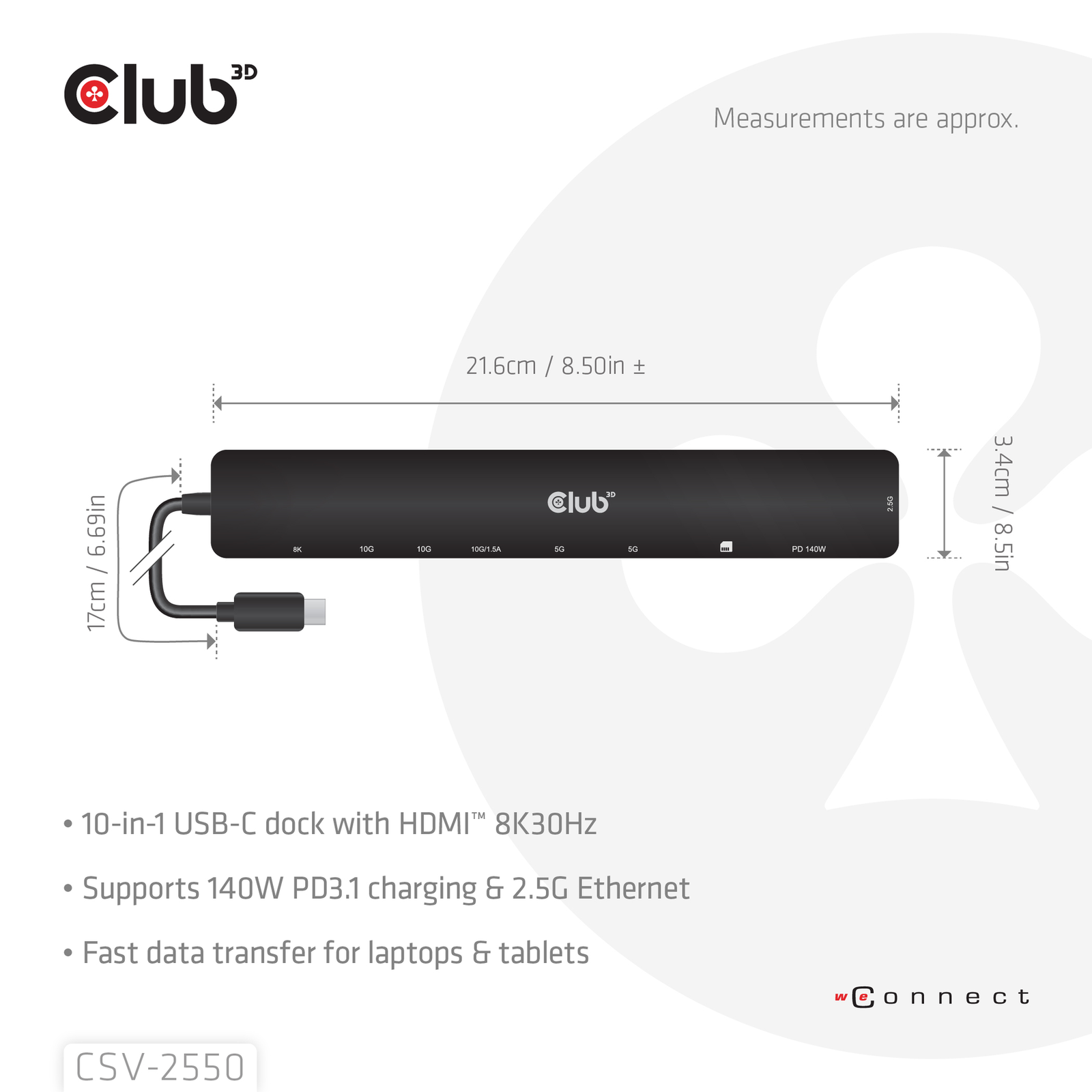 CLUB3D CSV-2550 Interface Hub USB Type-C