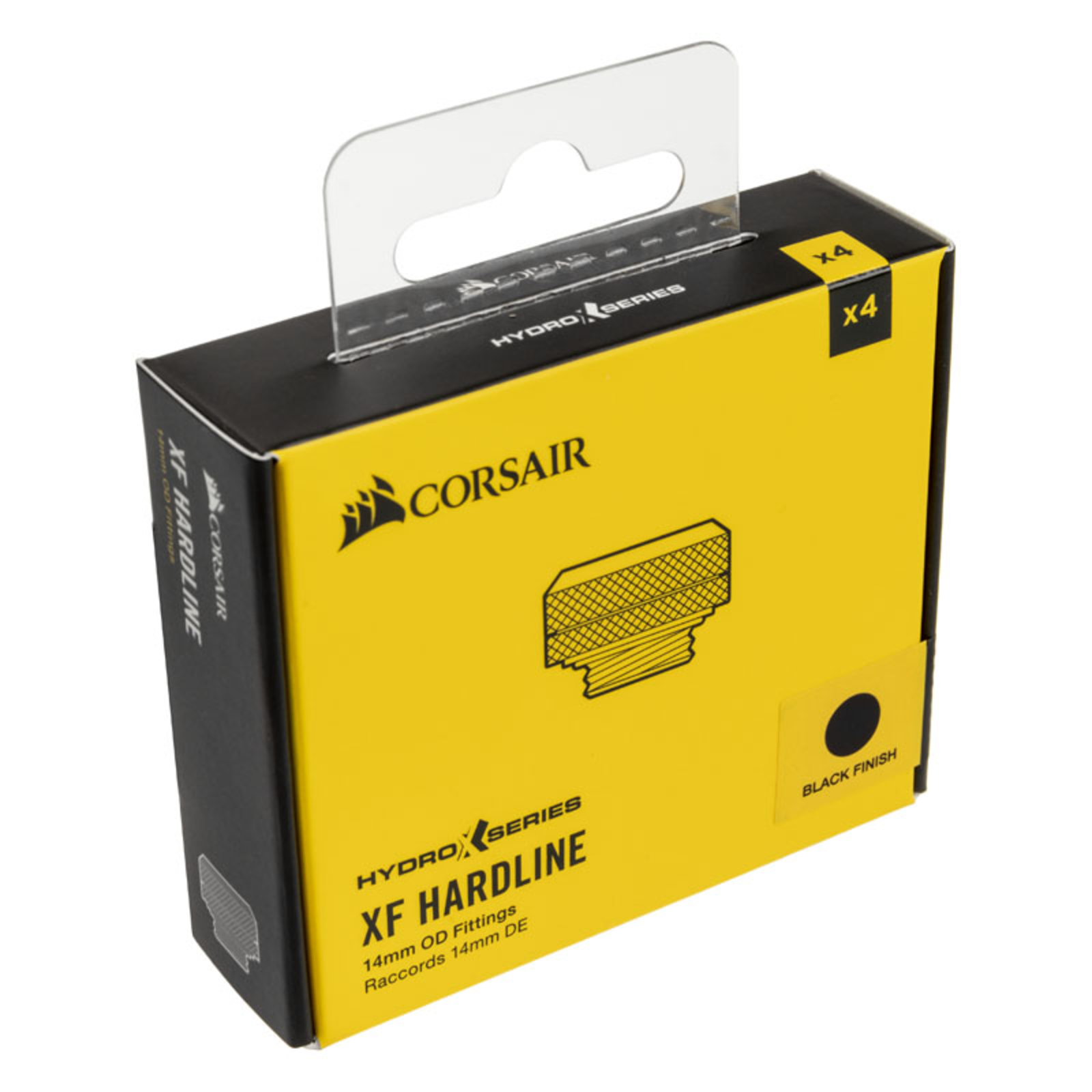Corsair HydroxSeries XF Hardline Connection Straight G1/4inch Male to 14mm OD Hardtube 4-pack Black