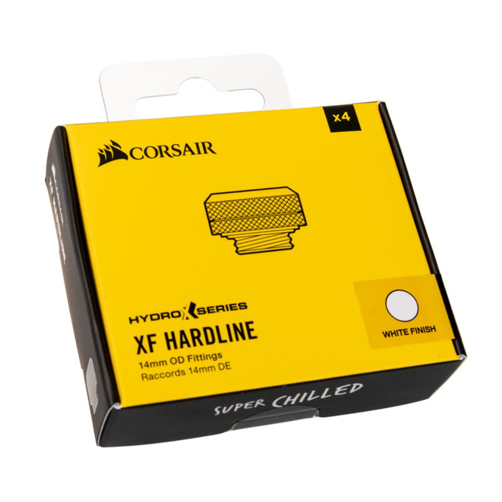 Corsair Hydro X Series XF Hardline Connection Straight G1/4 to 14mm AD Hardtube Pack of 4 White