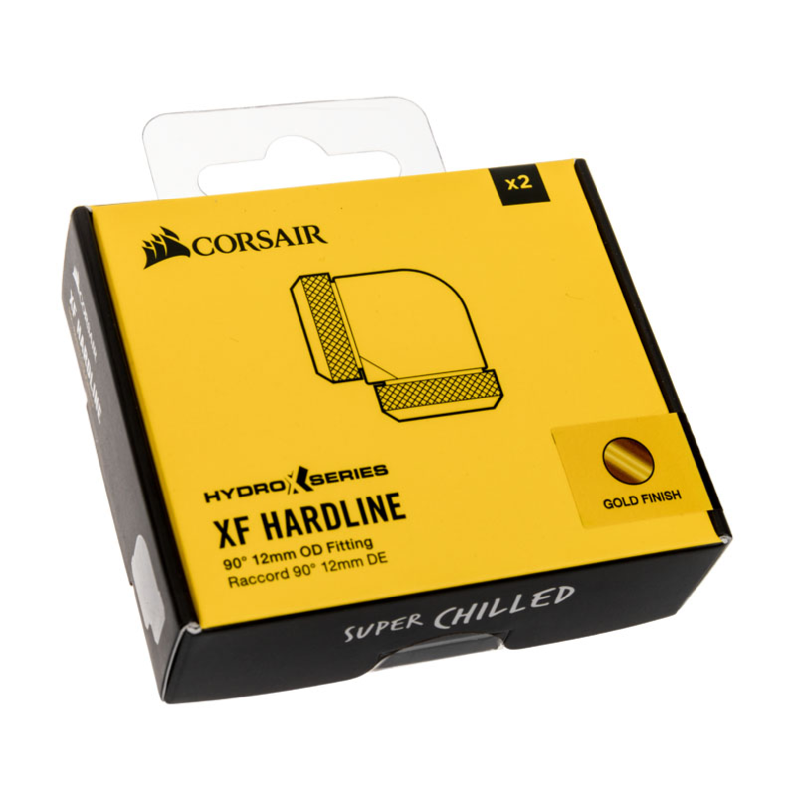 Corsair Hydro X Series XF Hardline Adapter 90 Degree 12mm AD to 12mm AD Hardtube Pack of 2 gold
