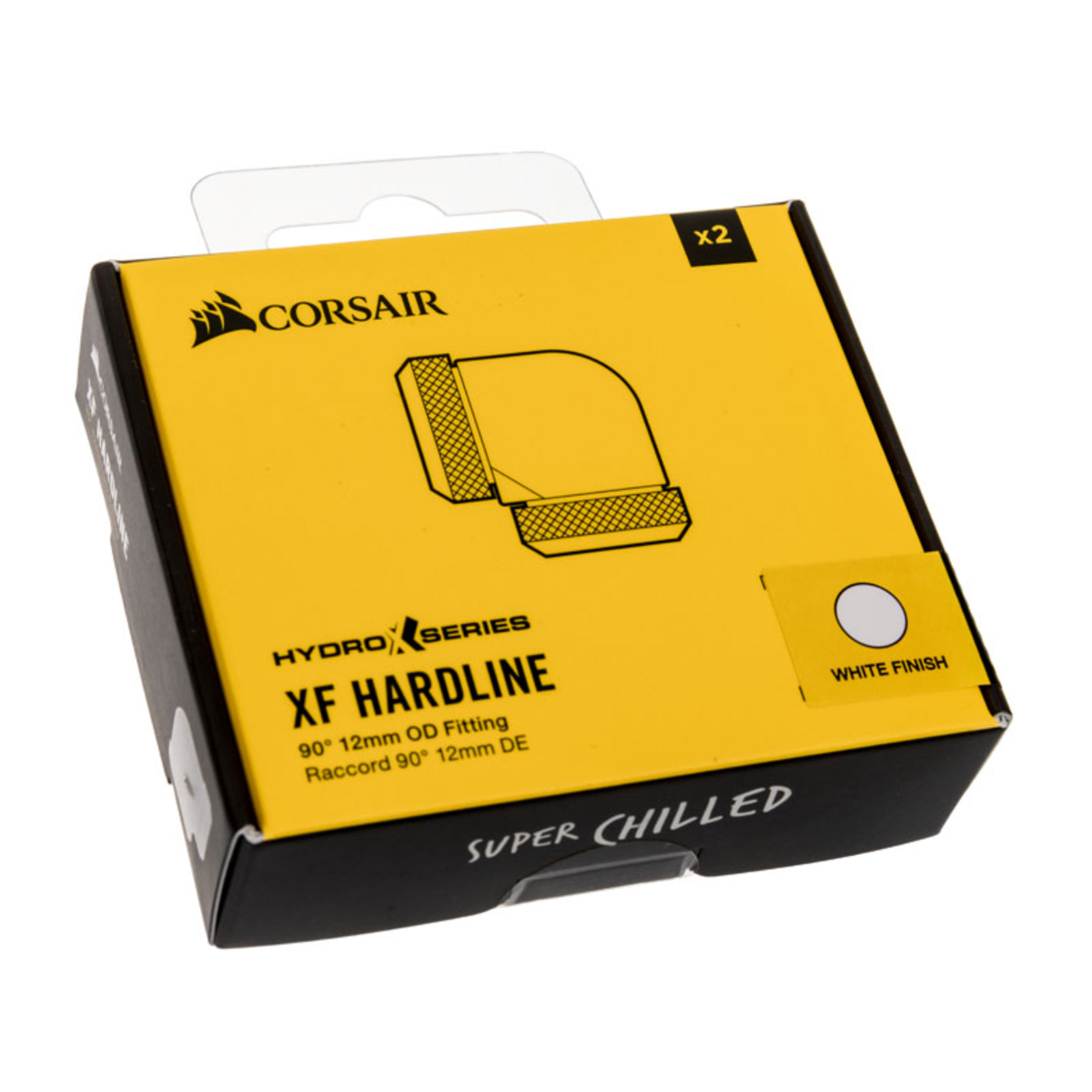 Corsair Hydro X Series XF Hardline Adapter 90 Degree 12mm AD to 12mm AD Hardtube Pack of 2 White