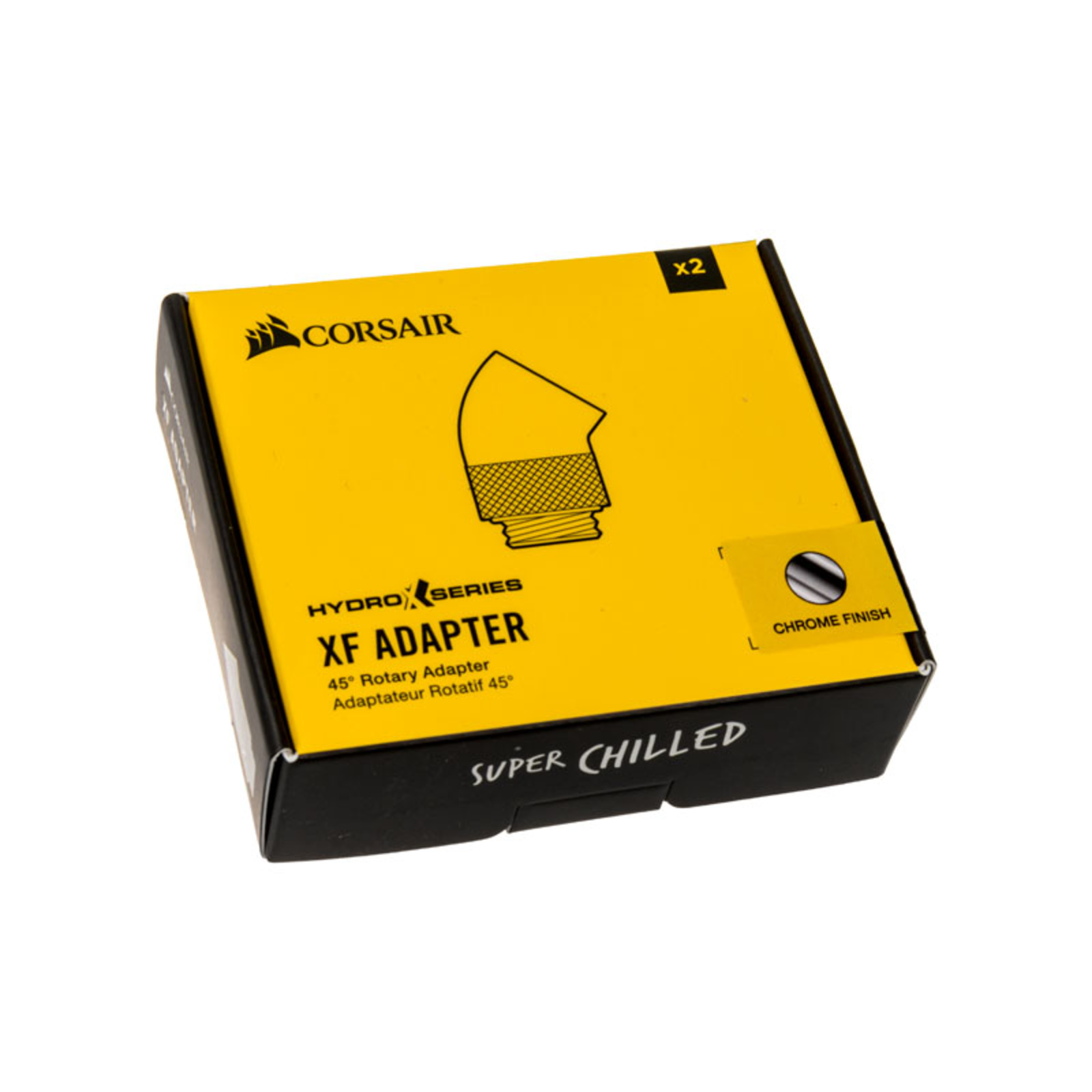 Corsair Hydro X Series Adapter 45 Degree G1/4inch Male to G1/4inch Female Pack of 2 redatable Chrome
