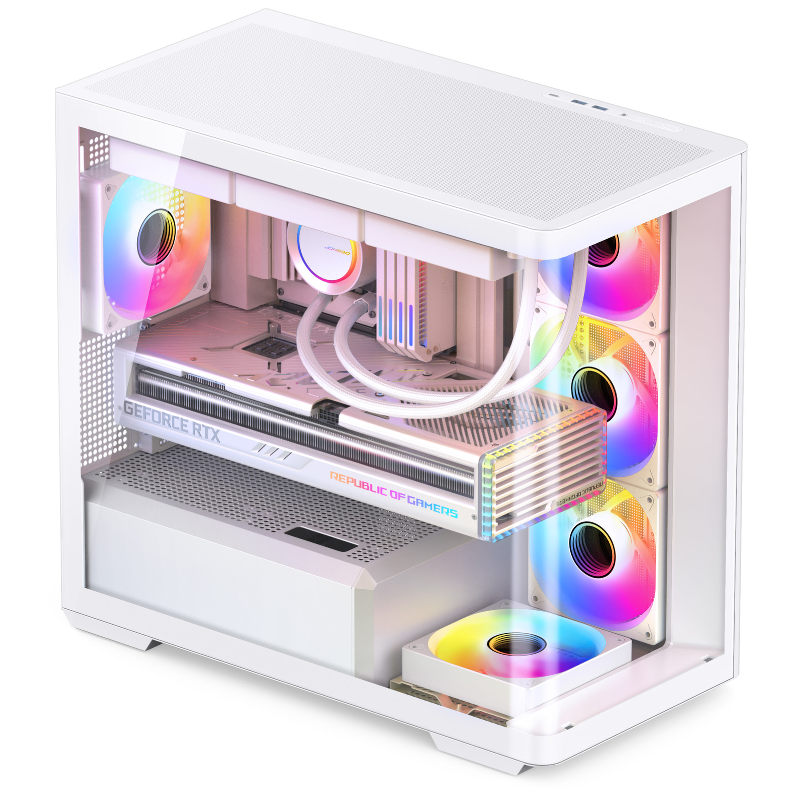 jonsbo D300 Midi-Tower 270 Degrees Tempered Glass White
