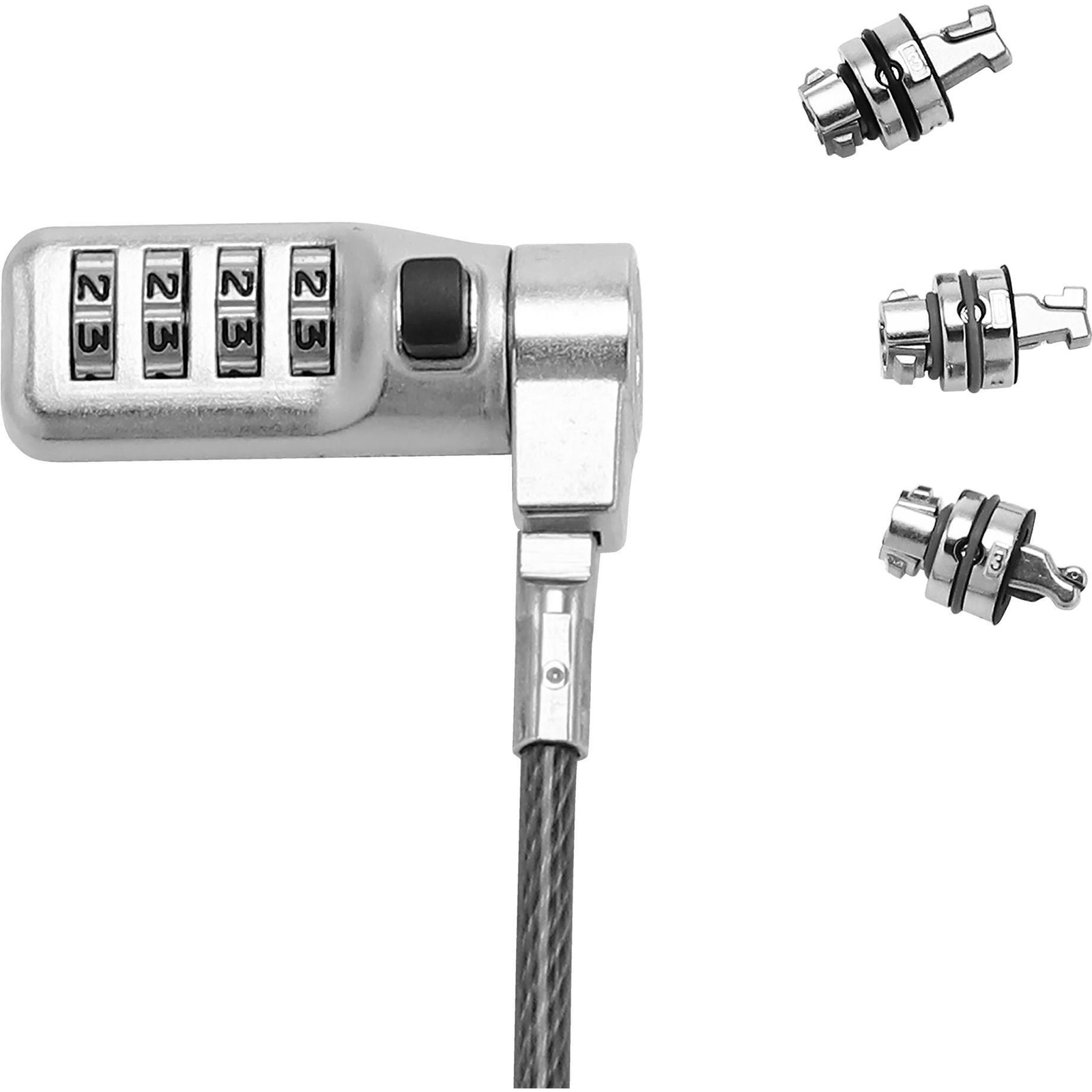 DICOTA Universal Security Cable Lock 3 Exchangeable Heads Fits All Slots Preset Code D31717