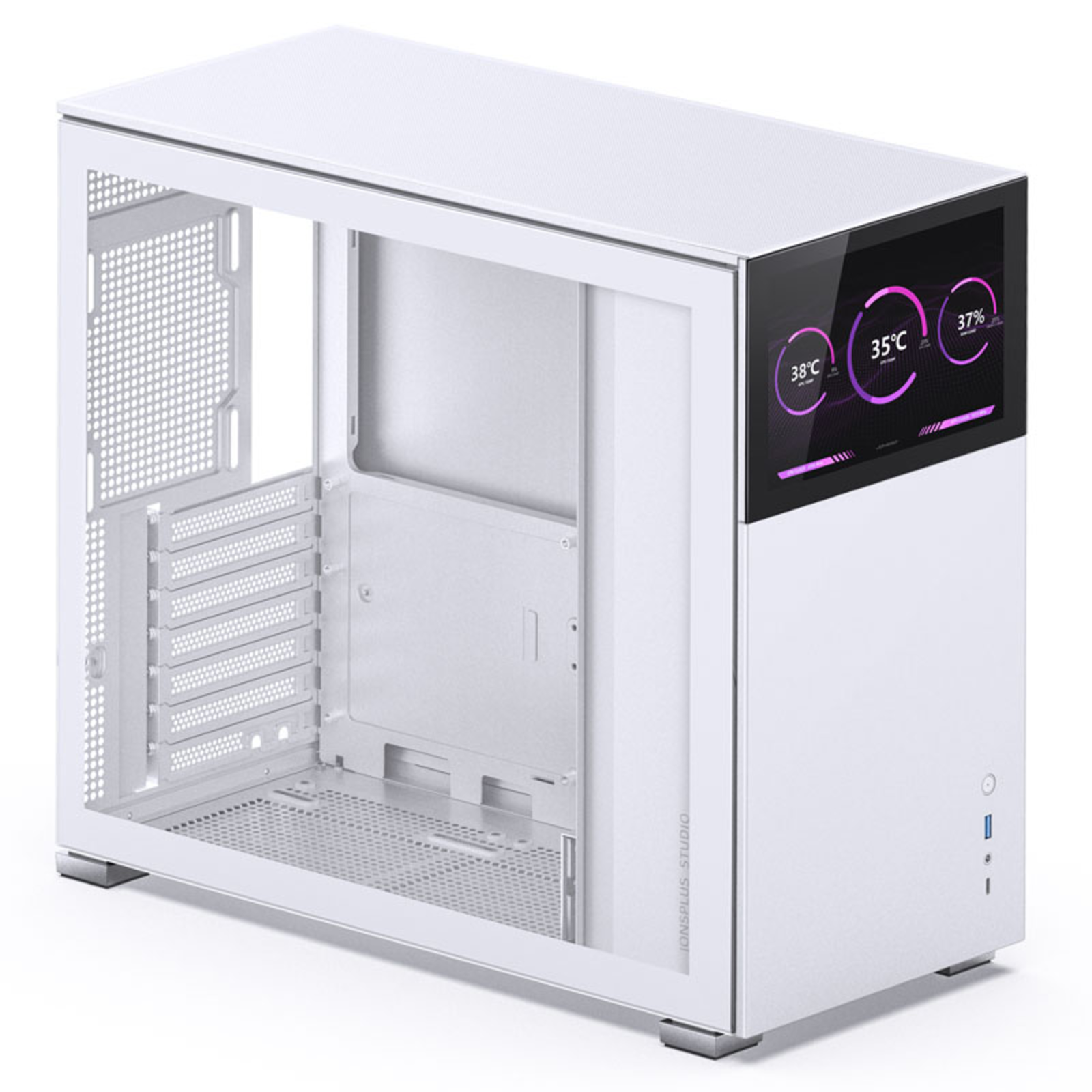 jonsbo D41 Screen ATX Case Tempered Glass White