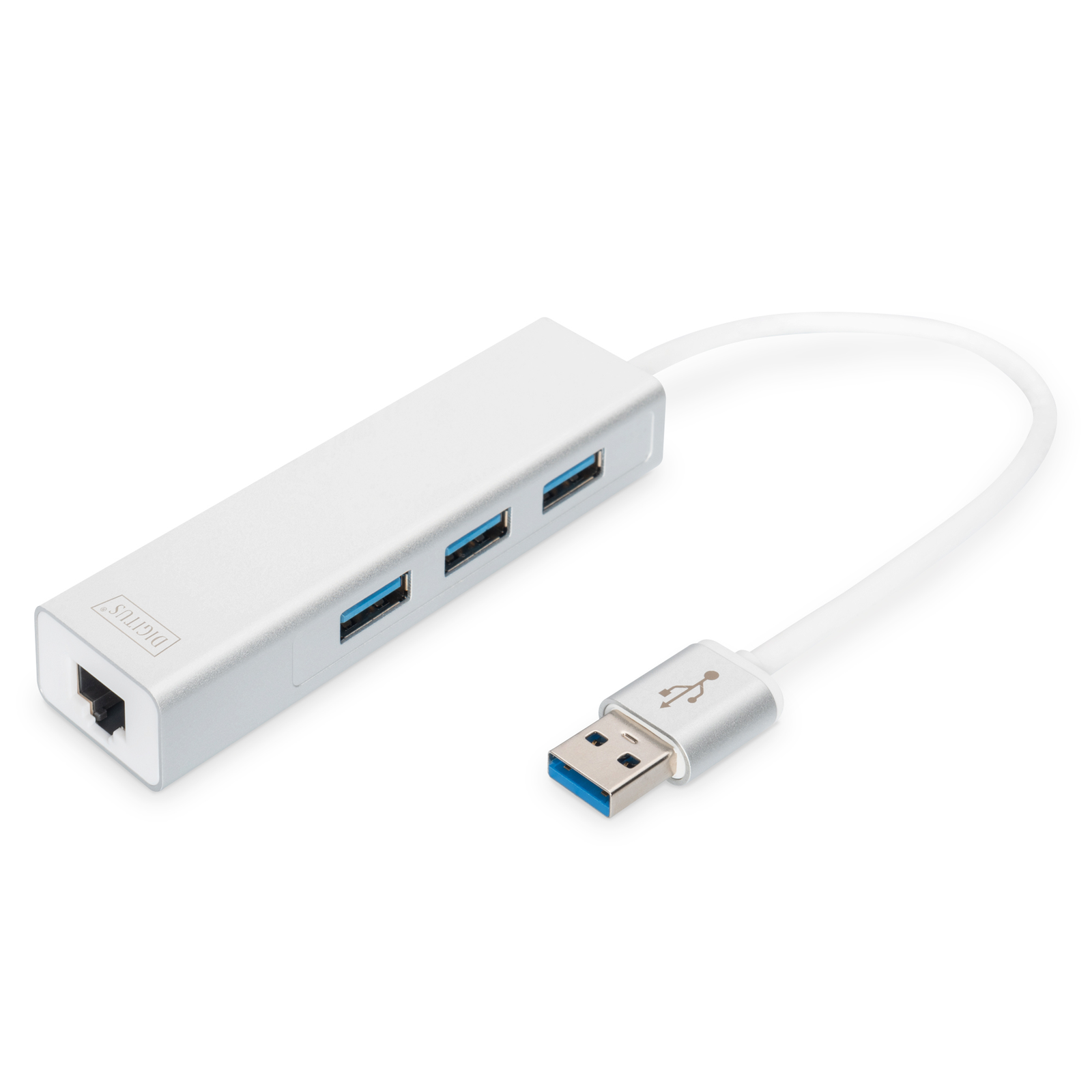 Digitus USB Hub 3-3.0 3xA3.0 1xLAN Integr. Cable We
