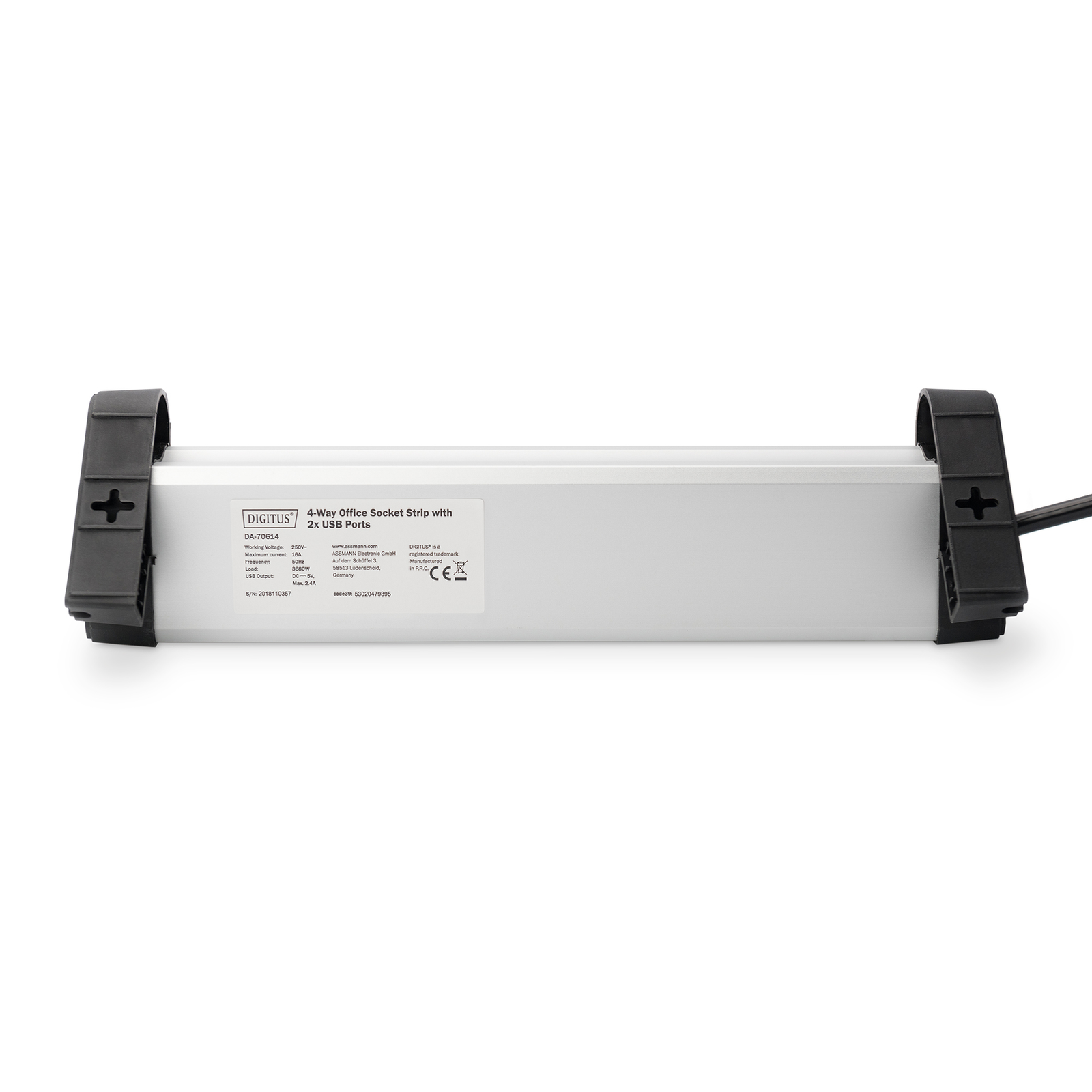 Digitus DA-70614 4-socket Power Strip 2xUSB-A Switch Black Silver