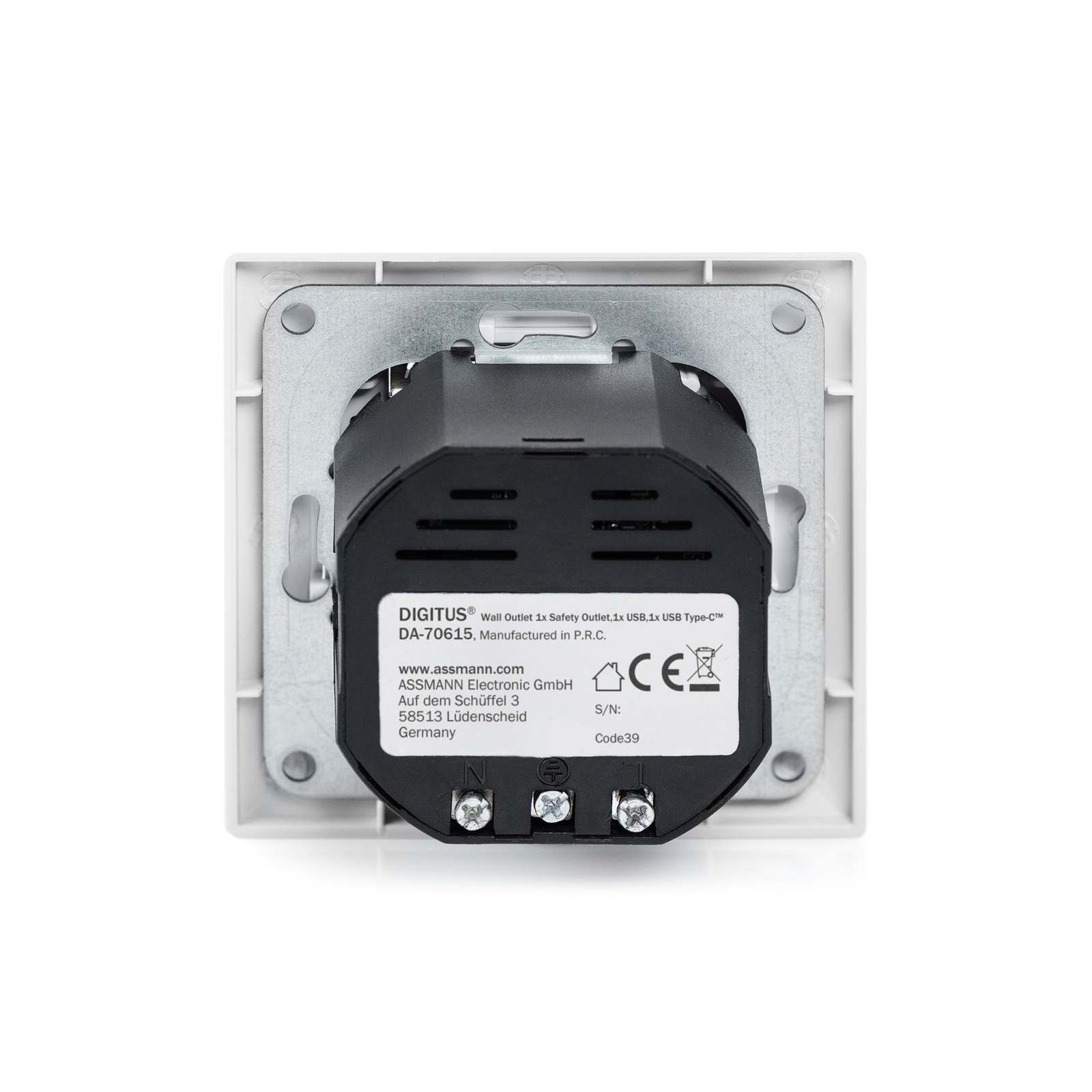 DIGITUS Safety Socket for Flush Mounting with 1 X USB Type-C 1 X USB A