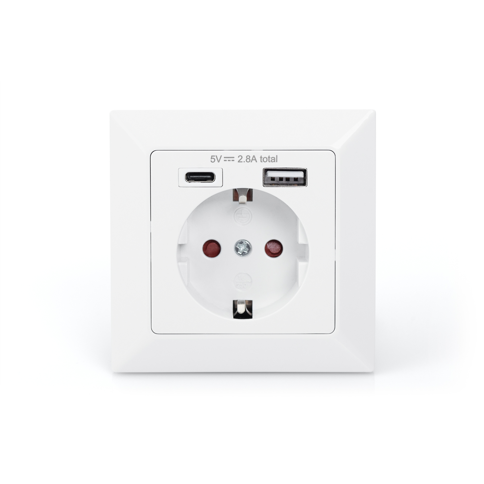 DIGITUS Safety Socket for Flush Mounting with 1 X USB Type-C 1 X USB A