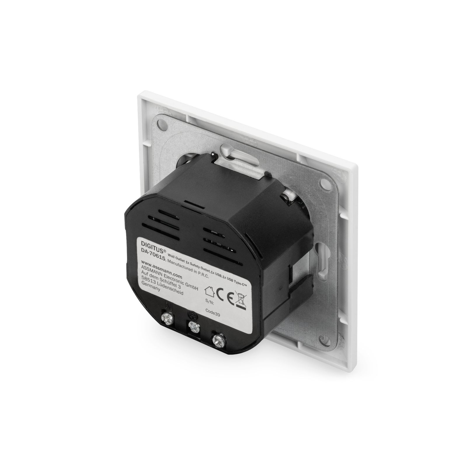 DIGITUS Safety Socket for Flush Mounting with 1 X USB Type-C 1 X USB A