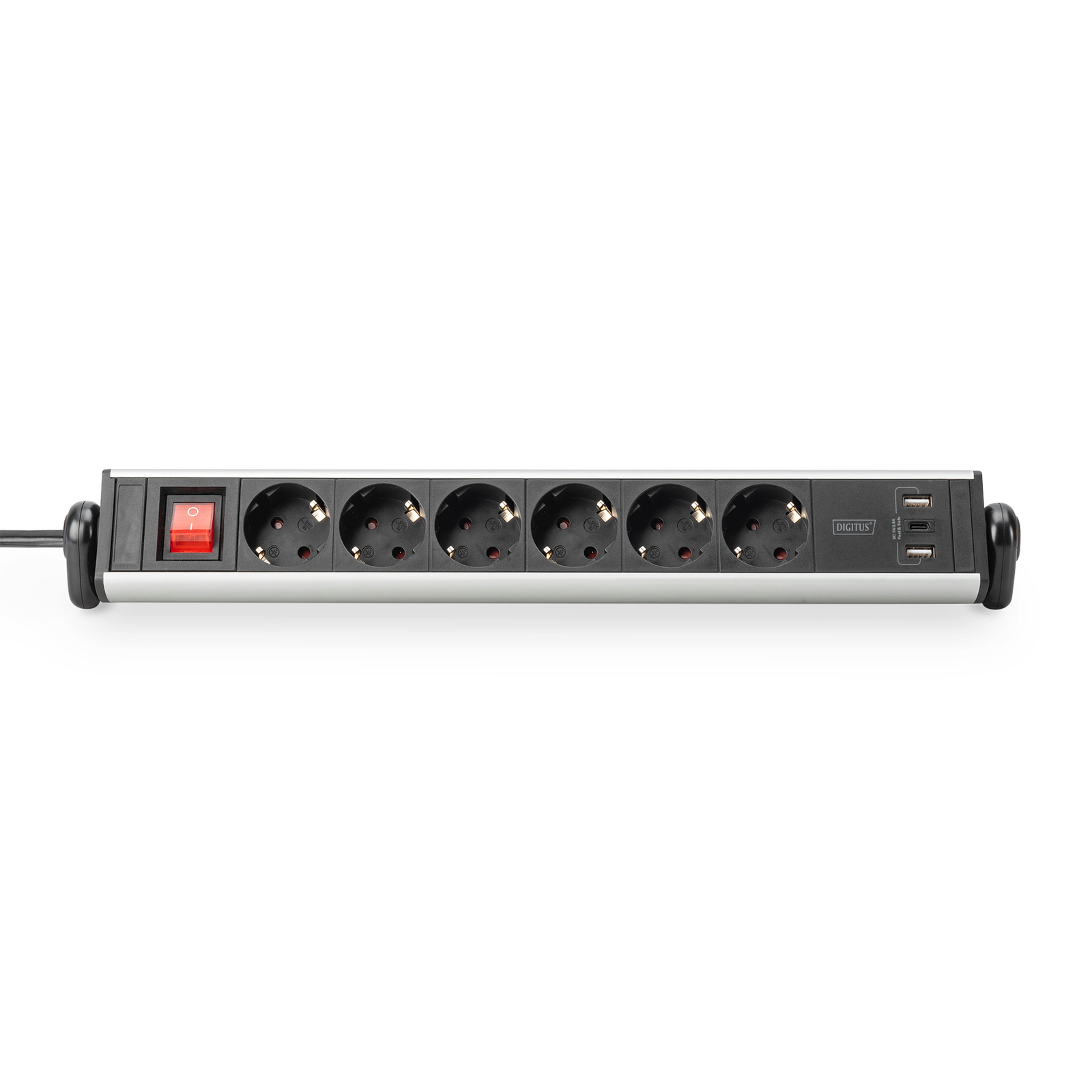 Digitus 6-way Socket Strip with 2xUSB-A 1xUSB-C And Switch Black Silver