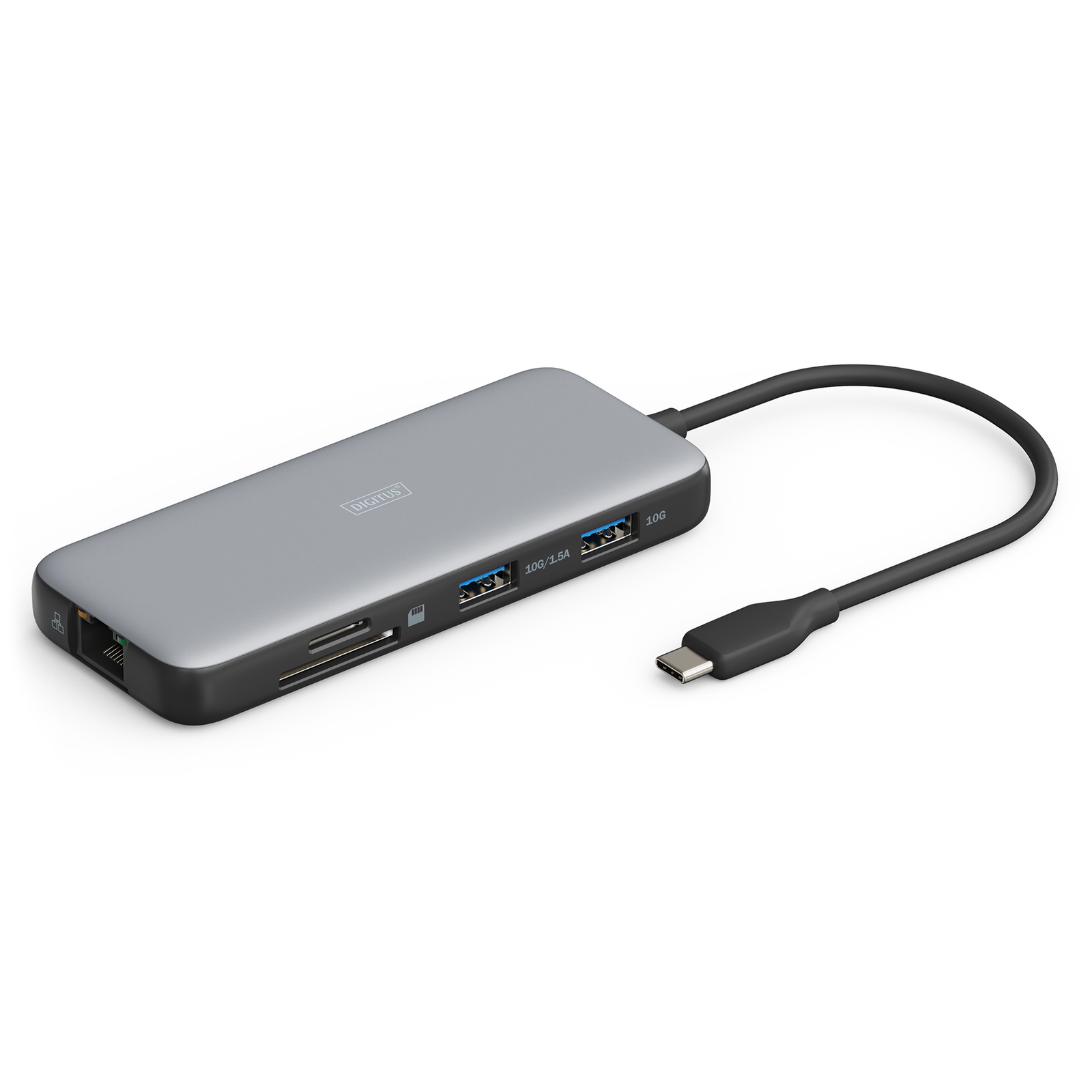 DIGITUS Docking USB-C-HDMI,USB3.0,RJ45,SD,MicroSD,CPD Alu S