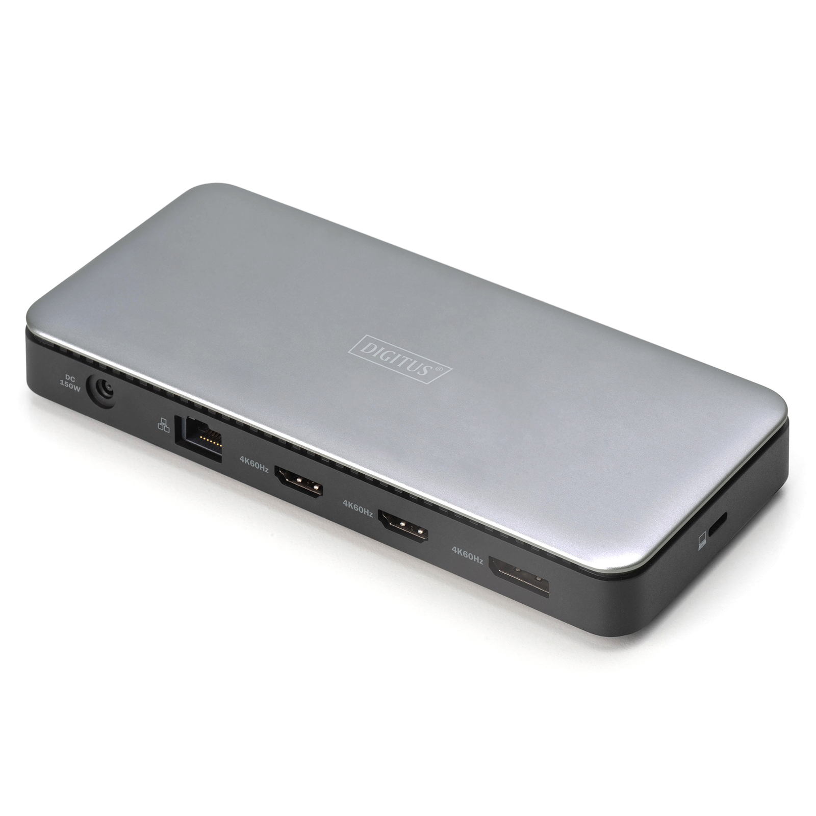 DIGITUS Docking USB-C-HDMI,DP,USBA,USBC,RJ45,DC,Audio Silver