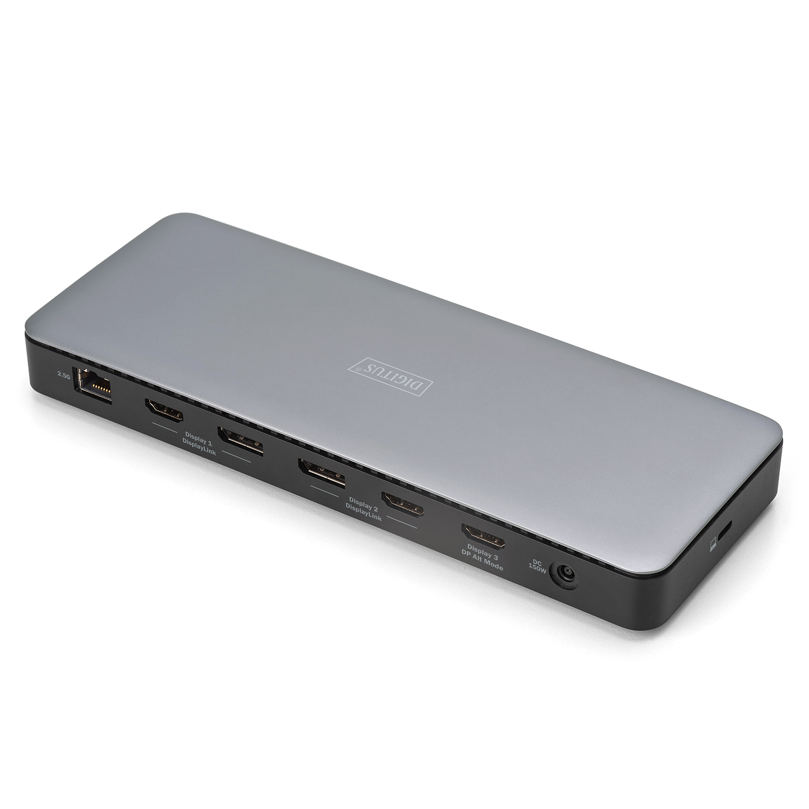 DIGITUS Docking USB-C-HDMI,DP,USBA,USBC,RJ45,DC,Audio Silver