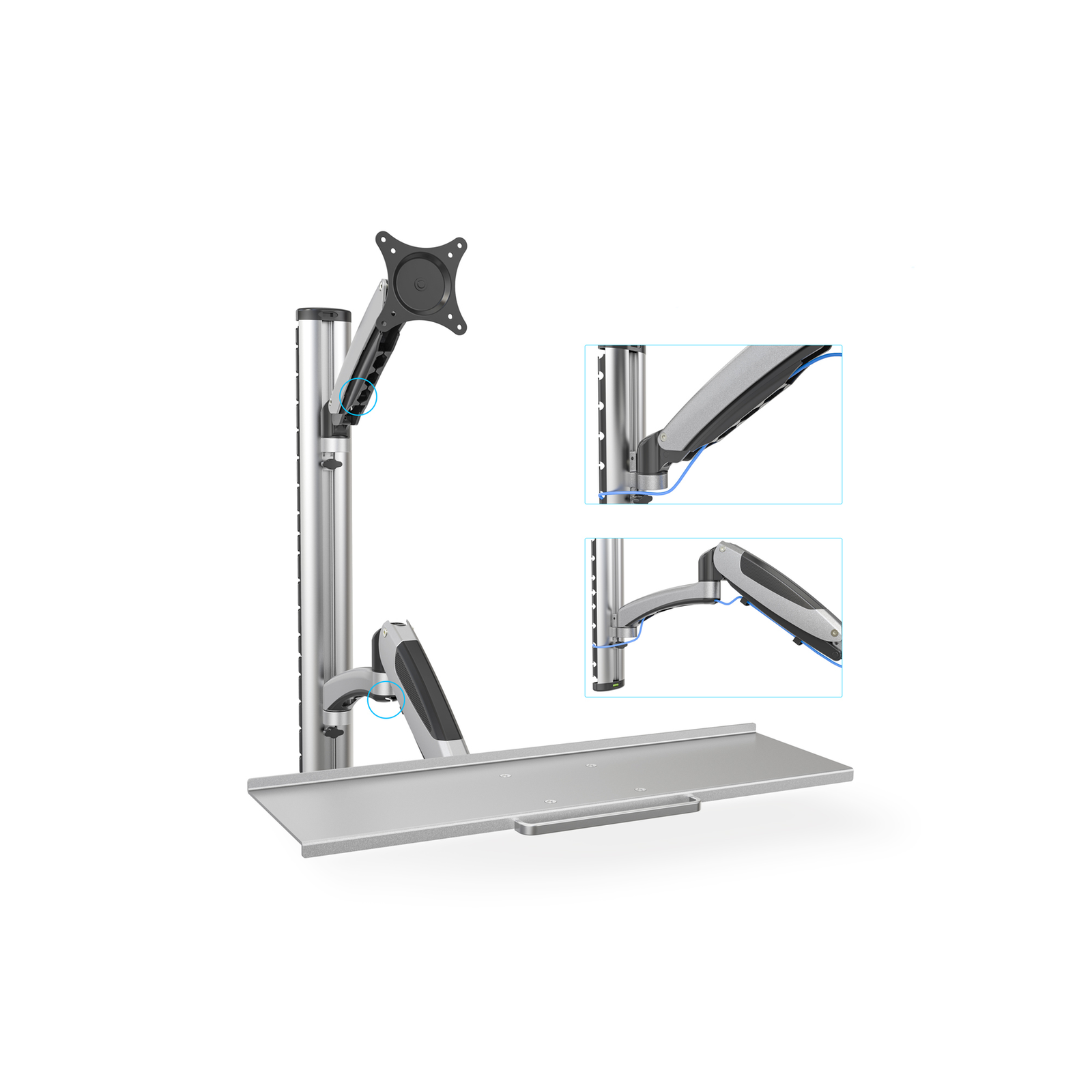 Digitus Workstation Monitor Keyboard Wall Mount 27 Inch 6 Kg VESA 75x75 100x100 Silver