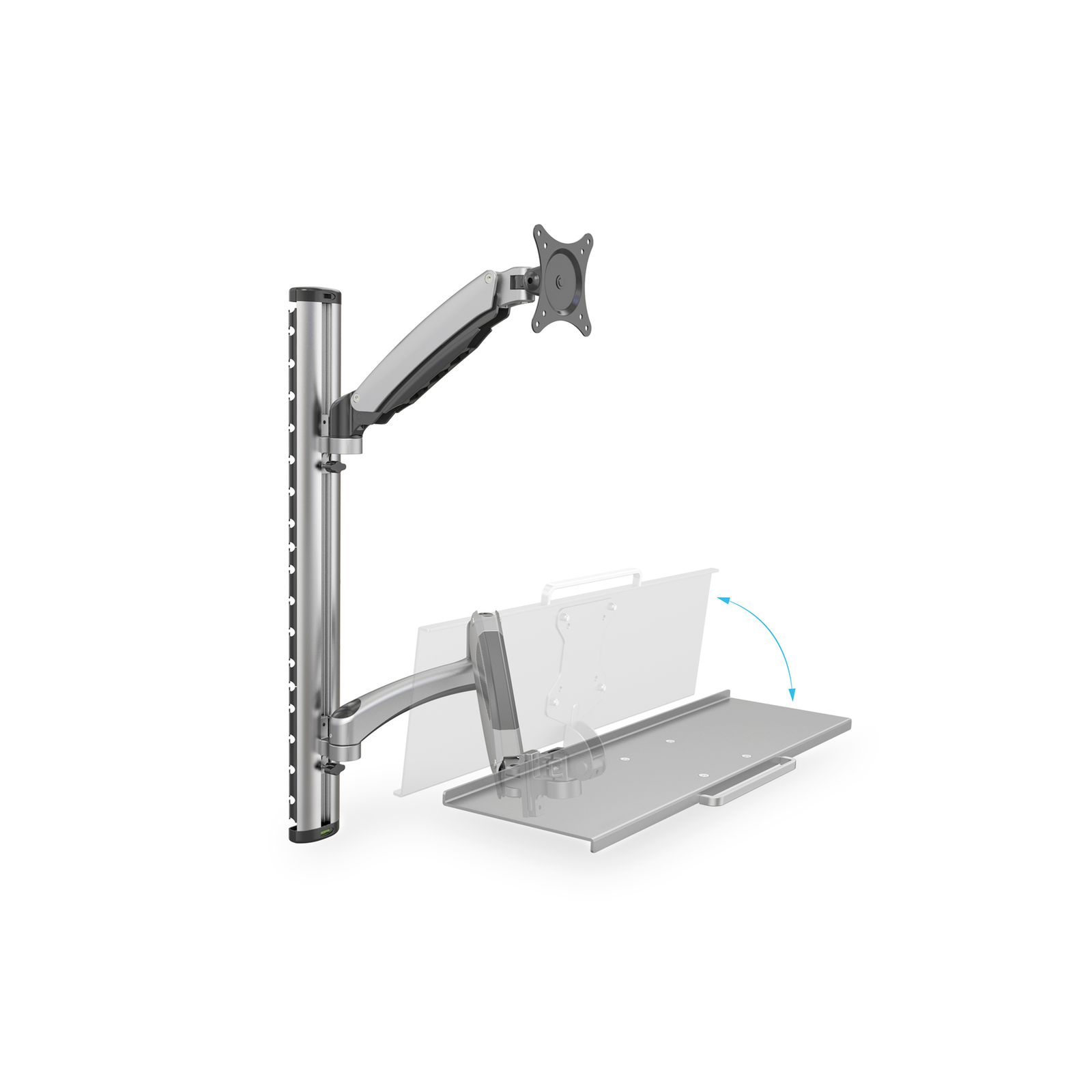 Digitus Workstation Monitor Keyboard Wall Mount 27 Inch 6 Kg VESA 75x75 100x100 Silver