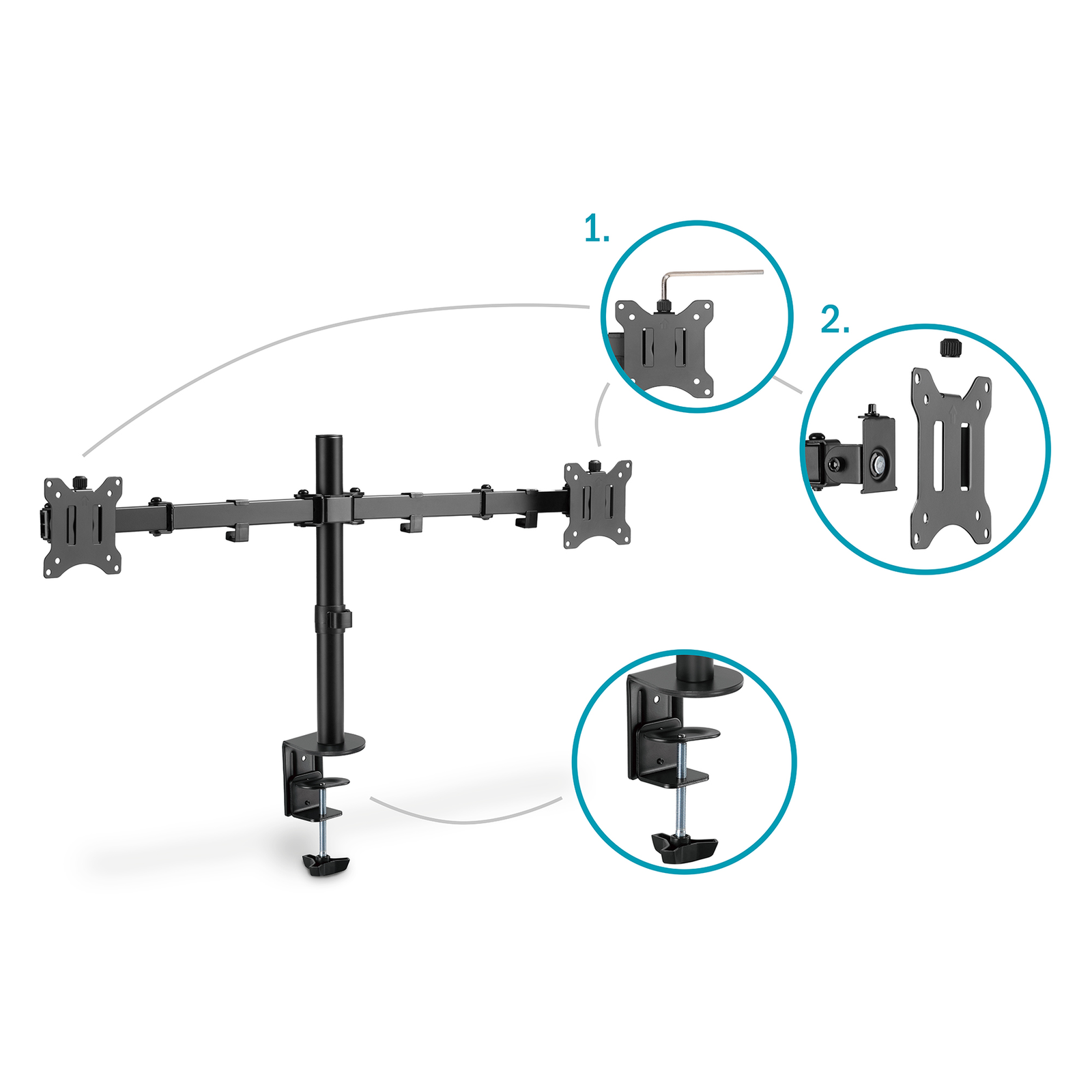 Digitus Universal Dual Monitor Holder with Clamp Mount