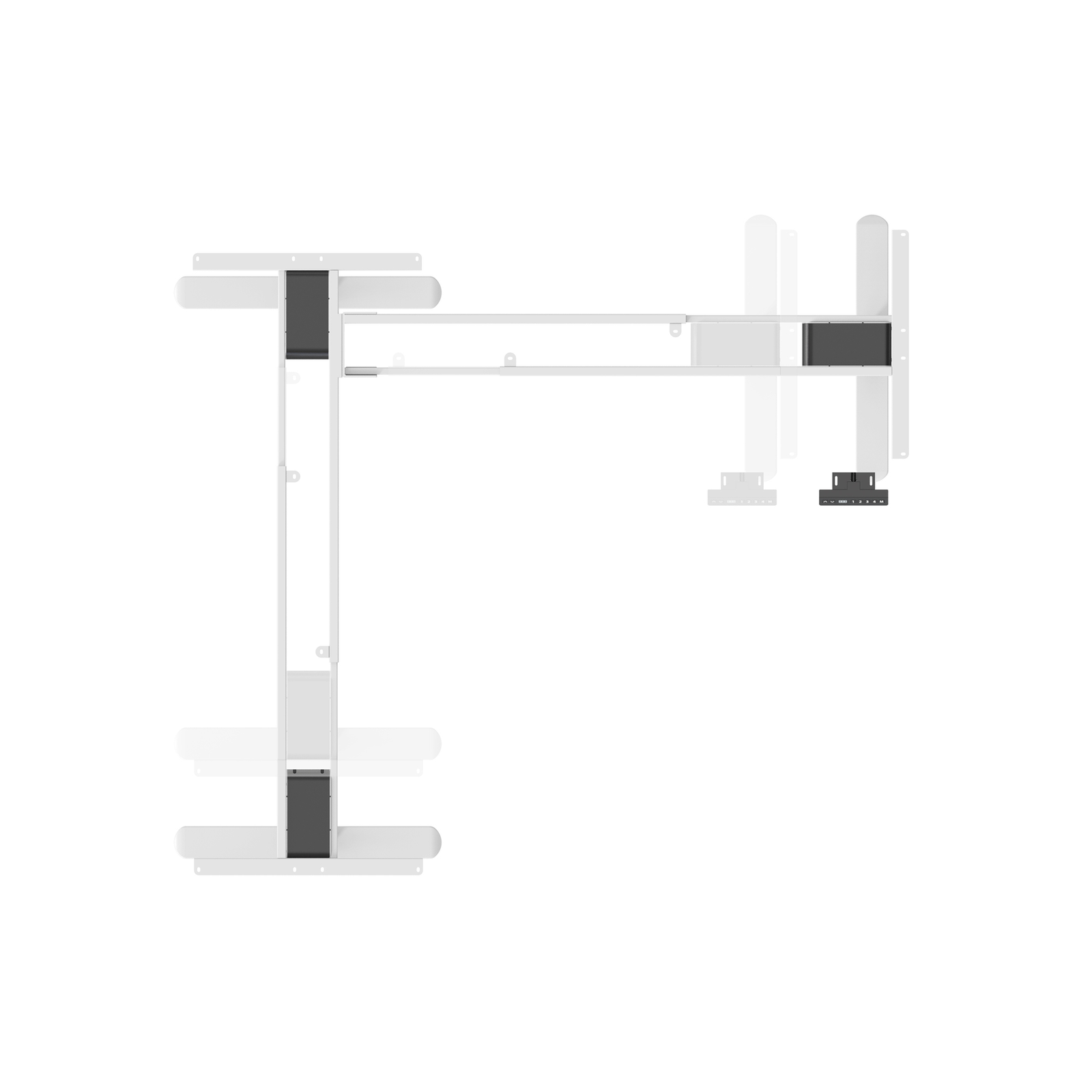 DIGITUS Electric Height Adjustable Desk Frame 3-leg Height 124-208cm Load 120kg White