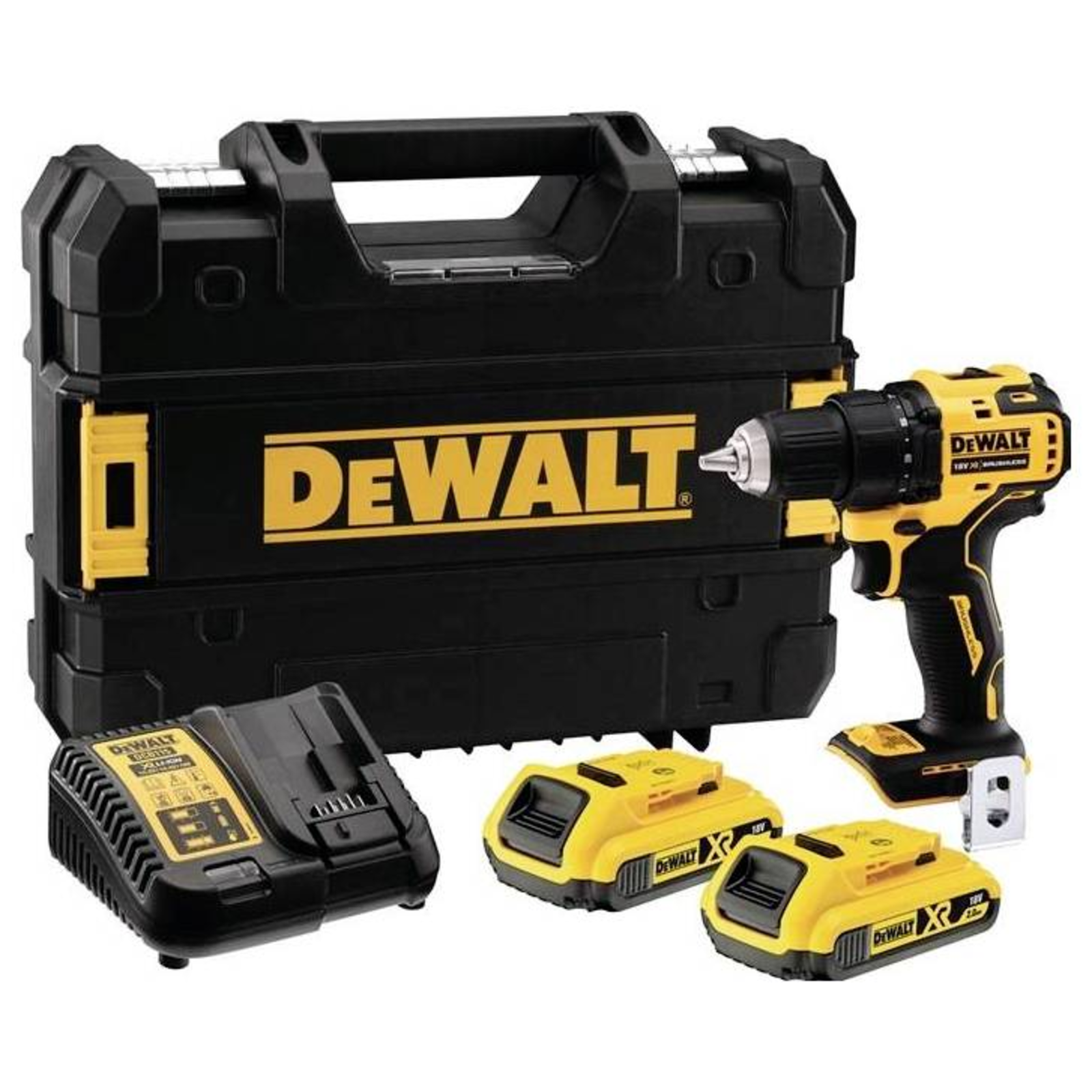 DeWalt Cordless Drill DCD708D2T 18Volt Yellow Black 2x Li-Ion Battery 2.0 Ah in TSTAK Box