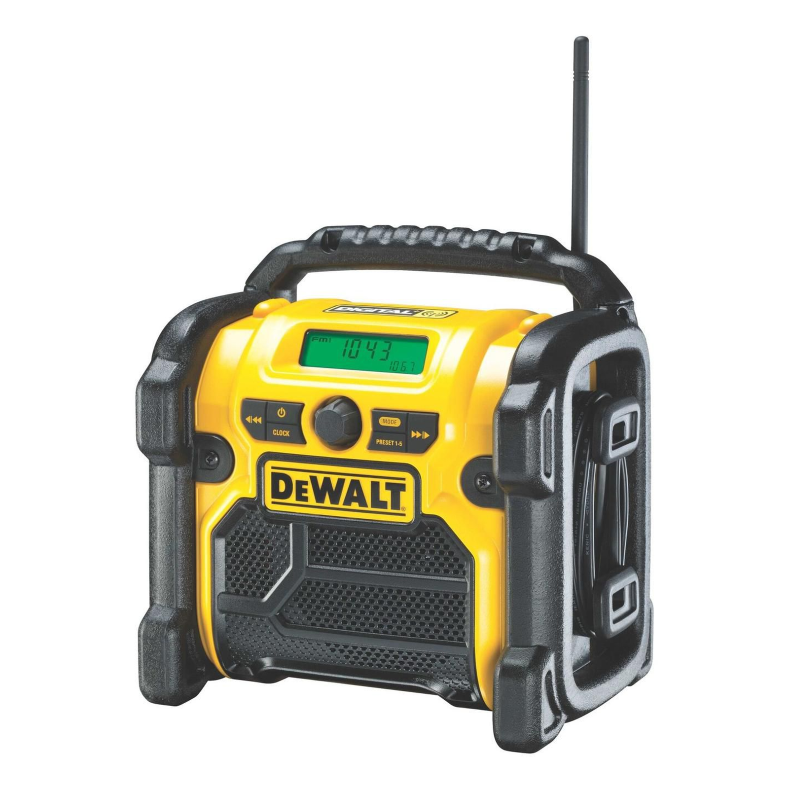 DeWalt DCR020-QW Portable Digital DAB FM LED Green Black Yellow