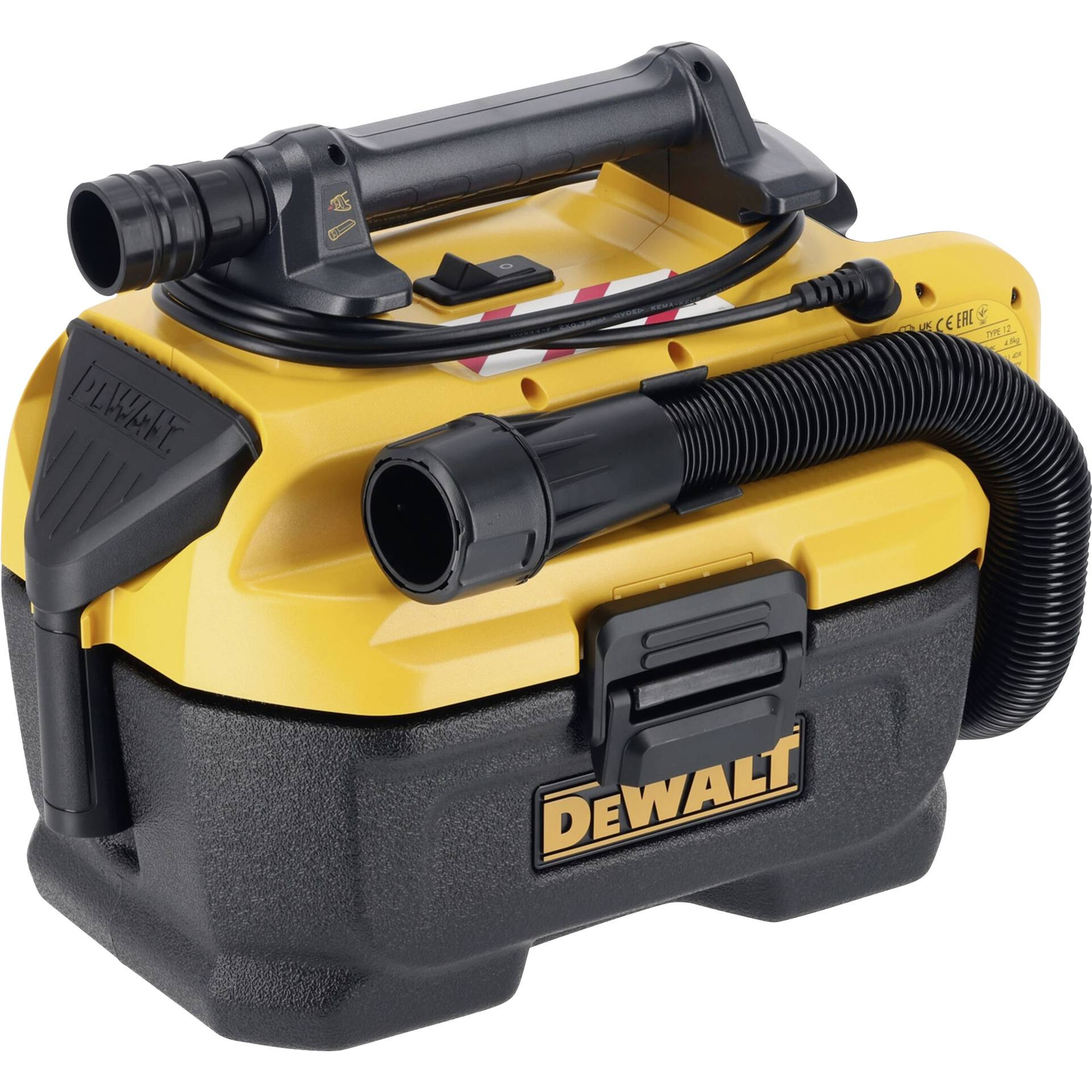 DeWalt Wet Dry Vacuum Cleaner DCV584L for Cordless Mains Operation Yellow No Battery