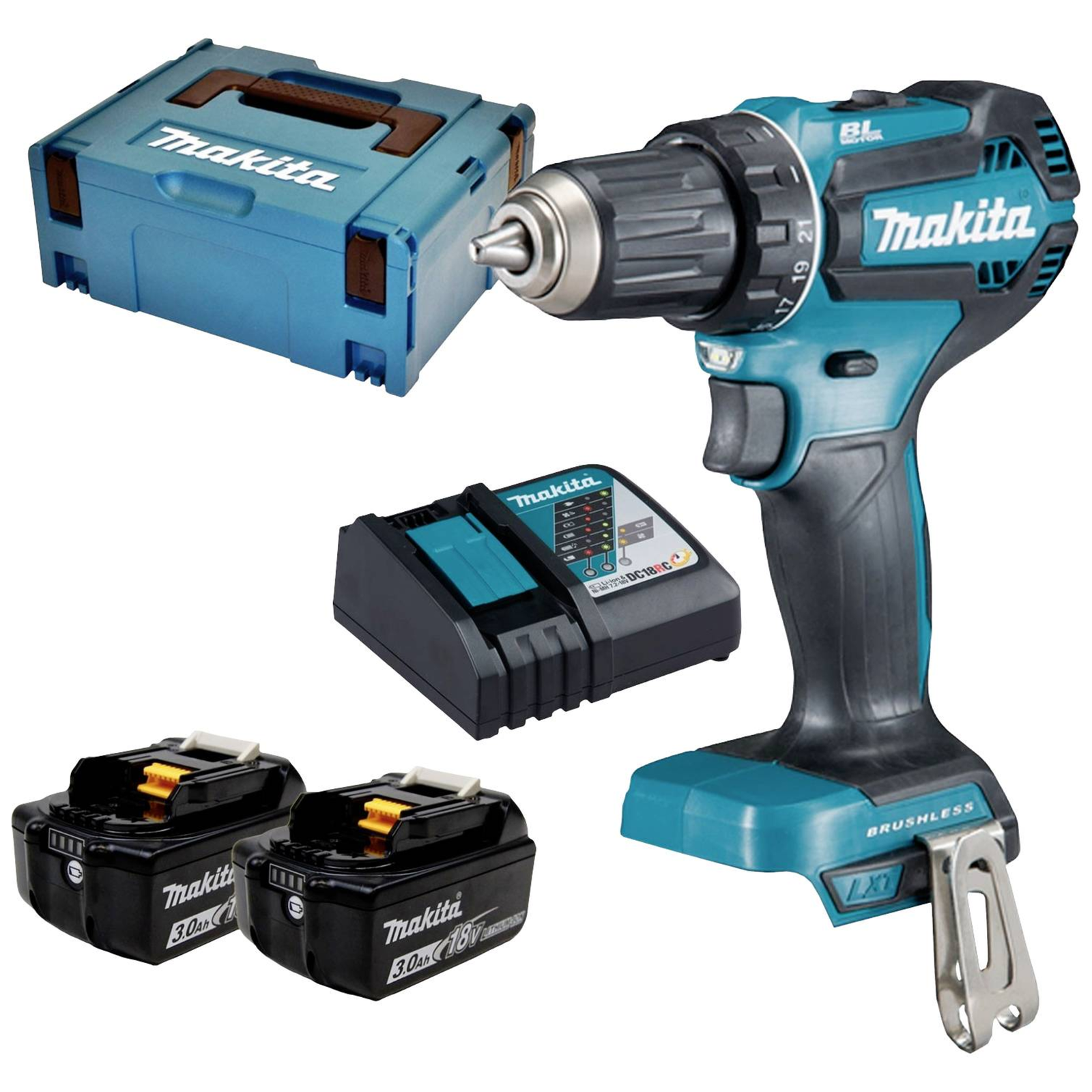 Makita DDF485RFJ Hand Drill without Key Brushless 1.3cm 1900 RPM 3.8cm