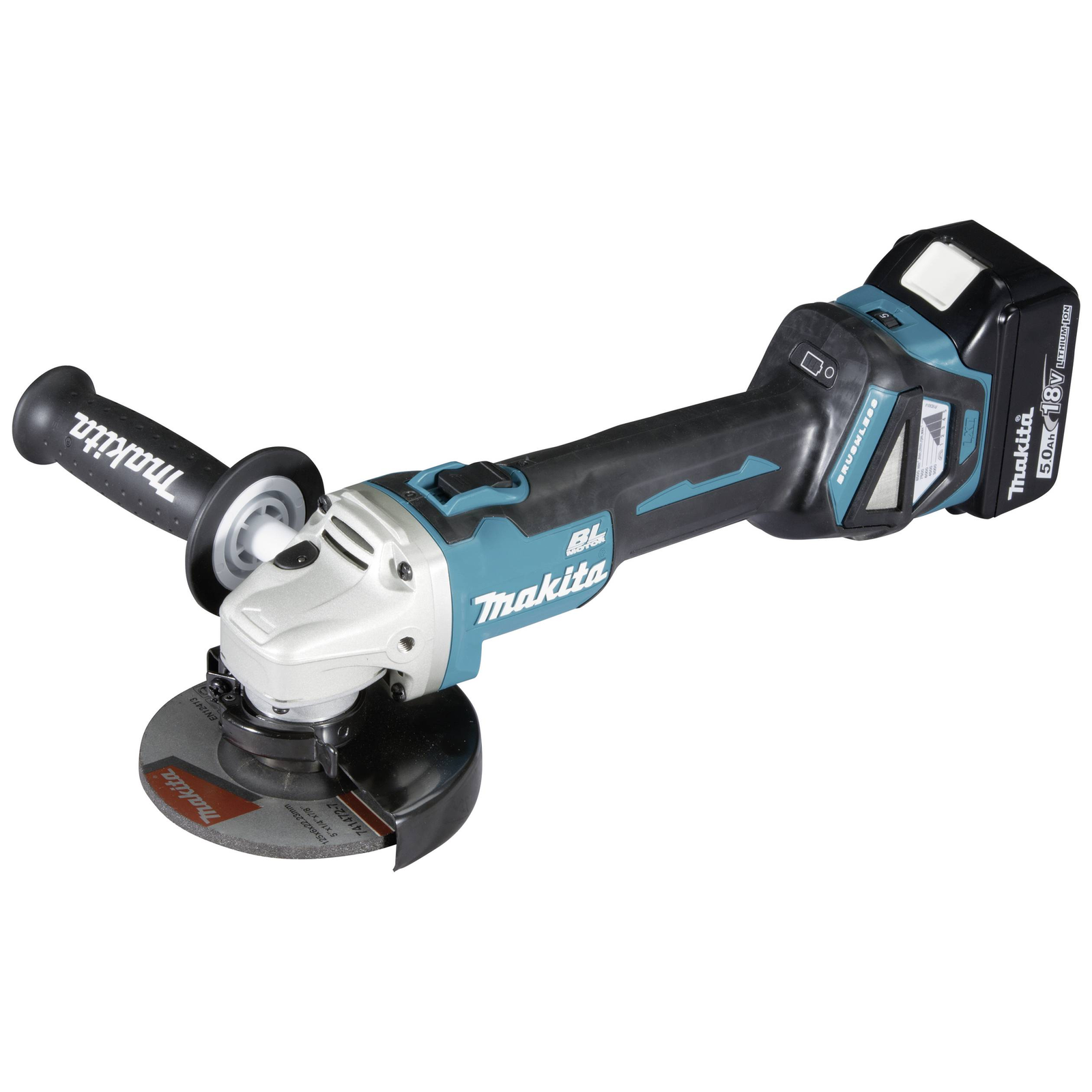 Makita Cordless Angle Grinder DGA511RTJ 18Volt Blue Black 2x Li-ion Battery 5.0Ah in MAKPAC Size 2