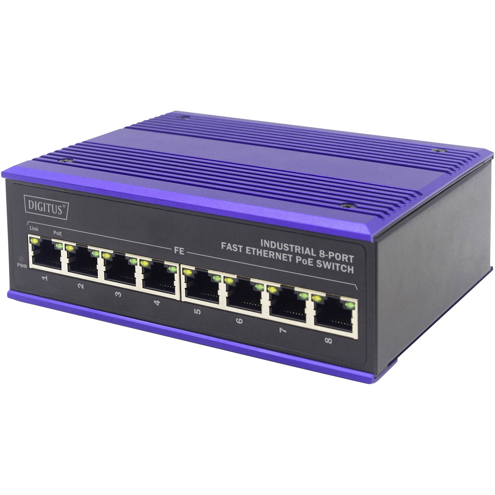 Digitus Switch Ind. 8-Port 10 100 30W PoE Unmanaged Blue