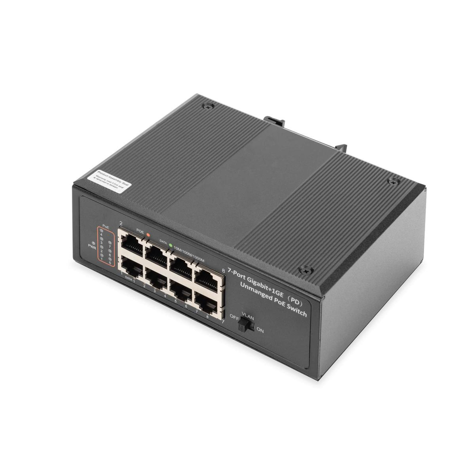 DIGITUS Switch Ind. 7-Port Gigabit 30W PoE Unmanaged Black
