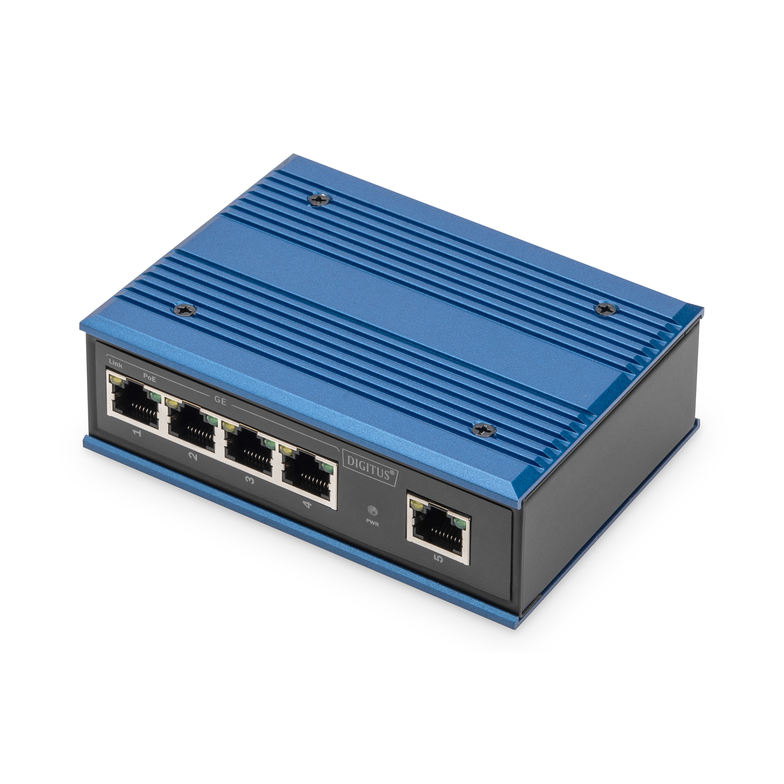 Digitus Switch Ind. 4-Port Gigabit 30W PoE Unmanaged Blue
