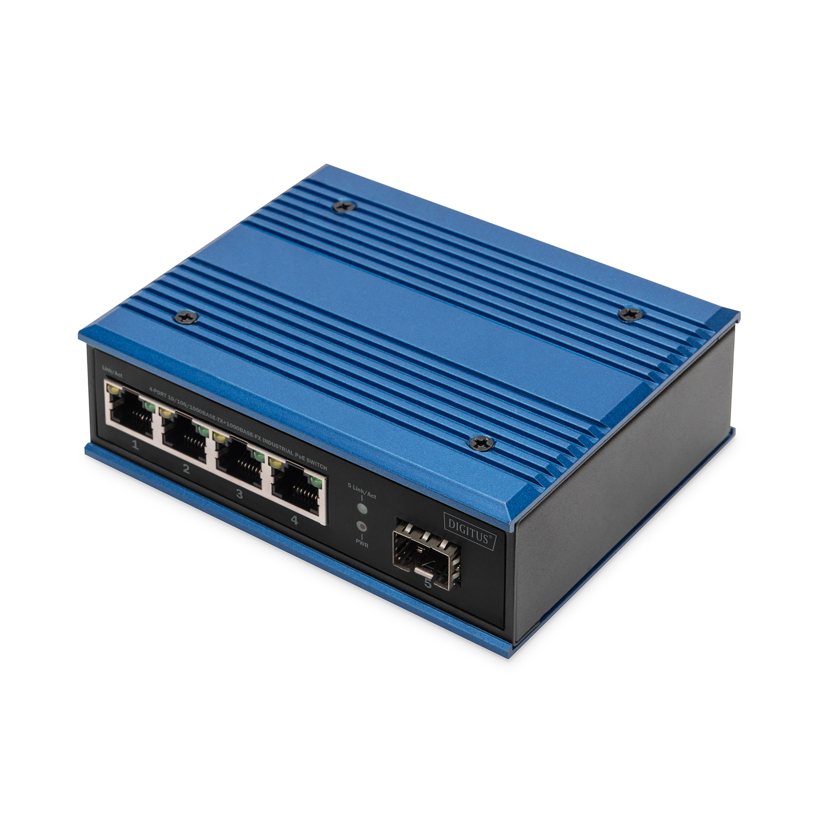 Digitus Switch Ind. 4-Port Gigabit 30W PoE Unmanaged Blue