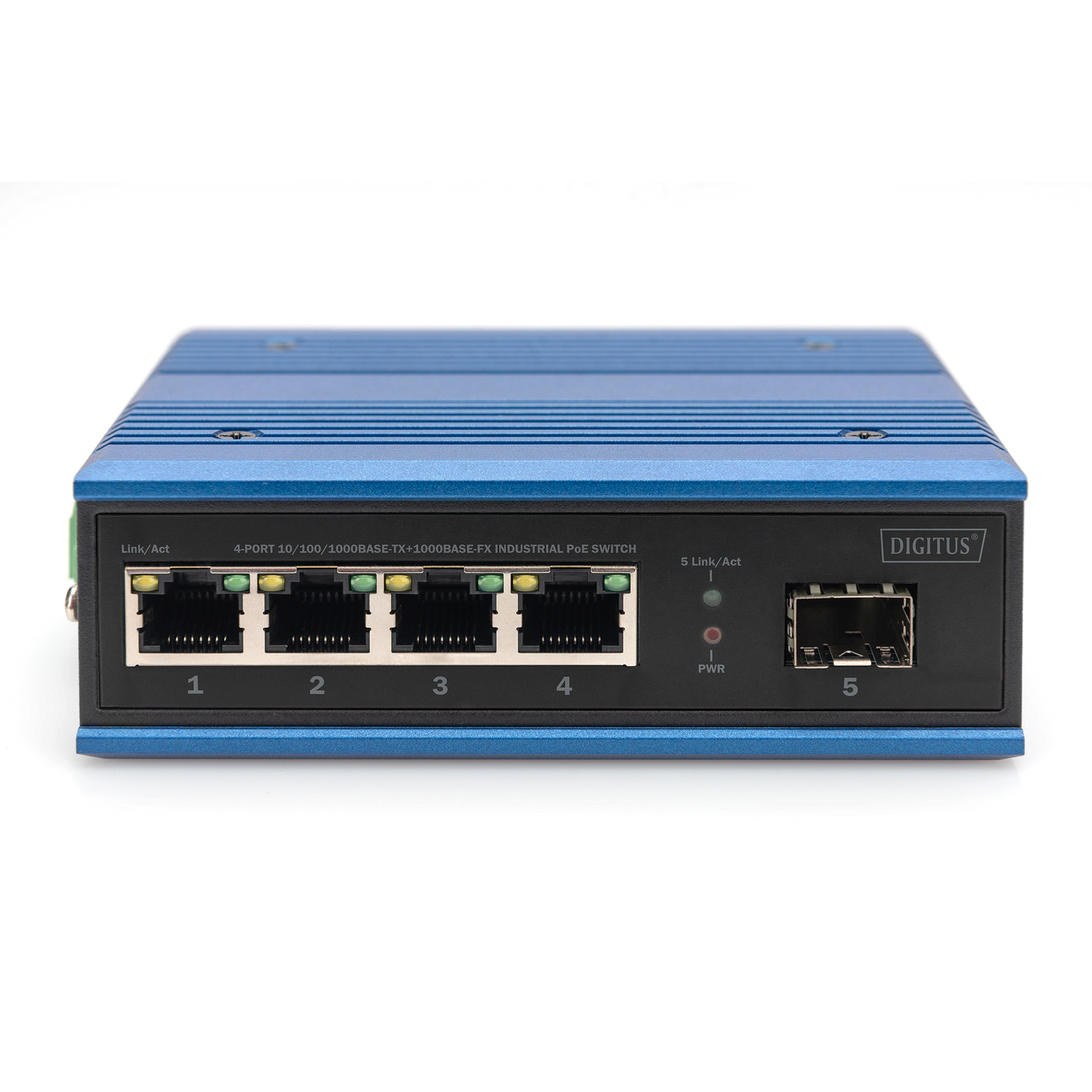 Digitus Switch Ind. 4-Port Gigabit 30W PoE Unmanaged Blue