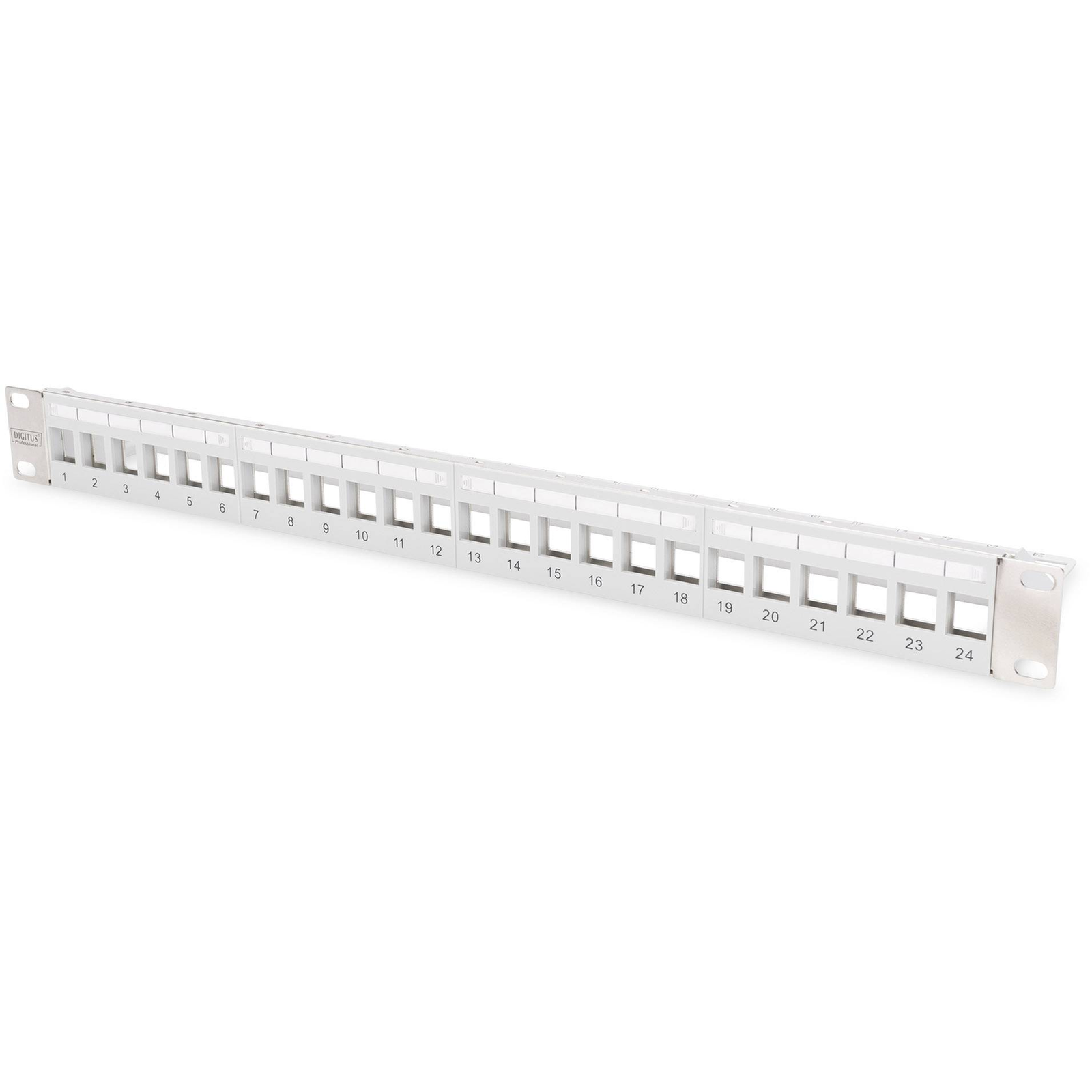 DIGITUS Patchpanel 1U 24-Port Rackmount Modular Gray Transp