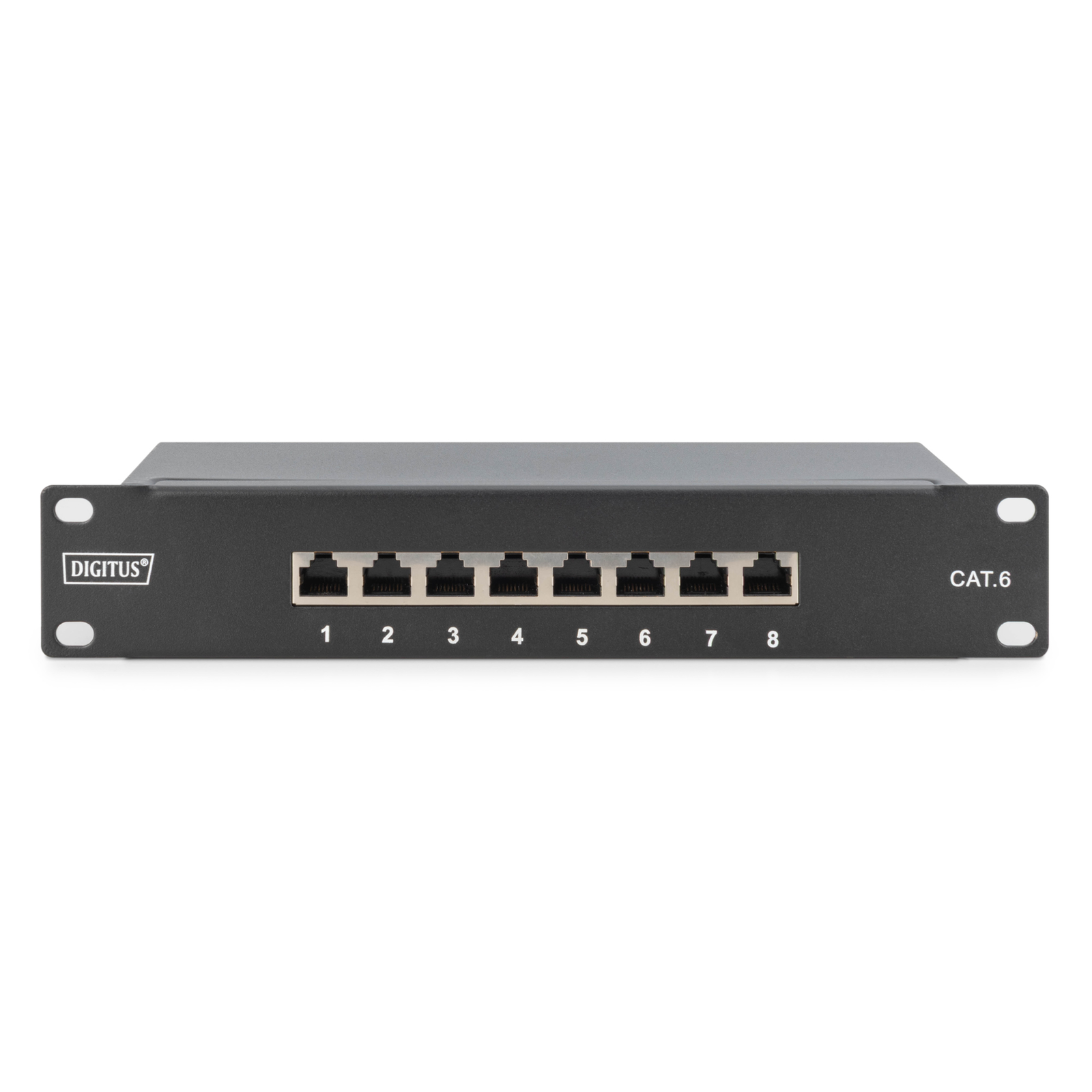 DIGITUS Patchpanel 1U 8-Port Cat6 ClassE Shielded Black